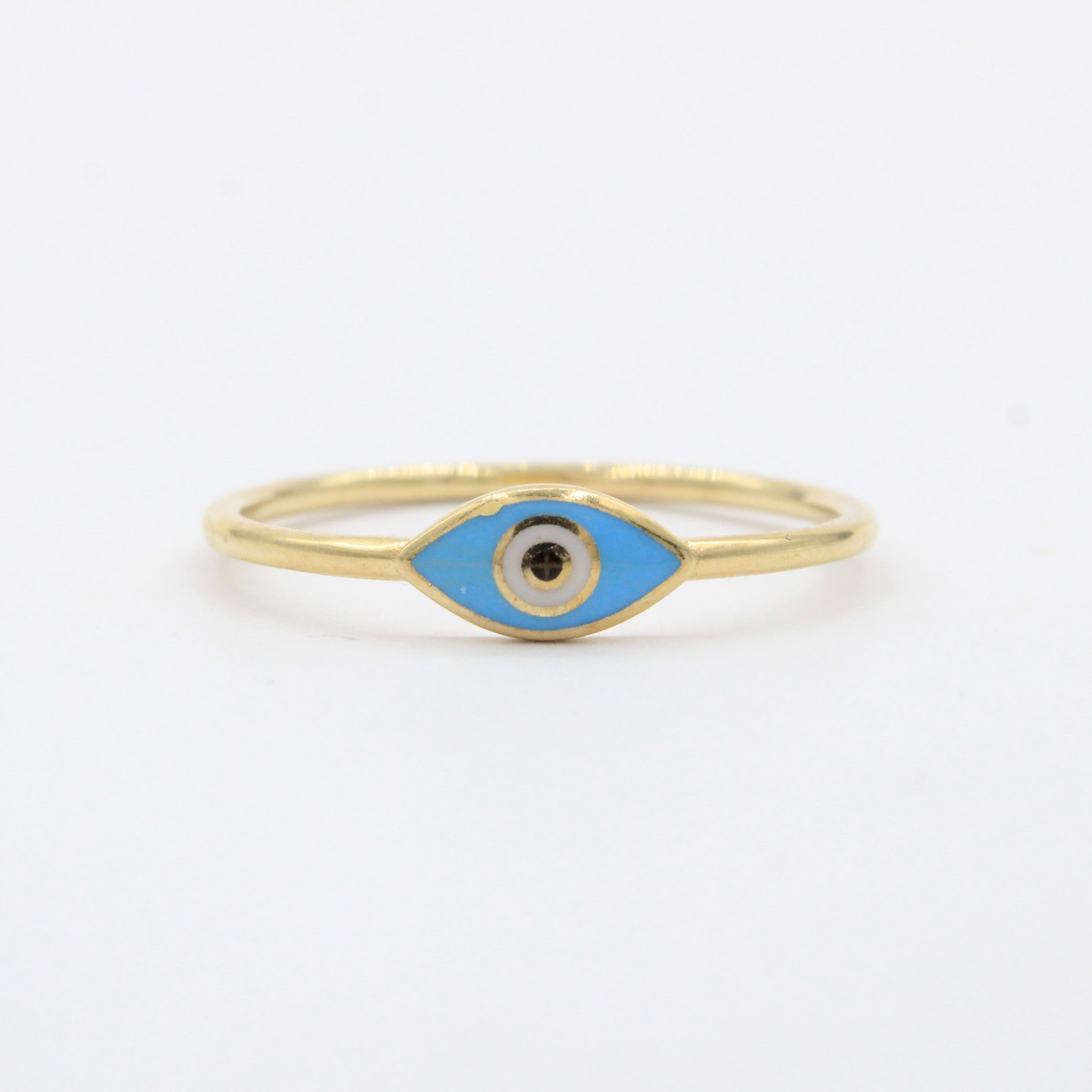 Anillo de Oro 14k Ojo Turco Azul mod. 10456