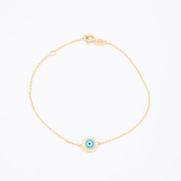 Pulsera de Oro 14k Ojo Turco con Incrustación de Zirconias mod. 10945