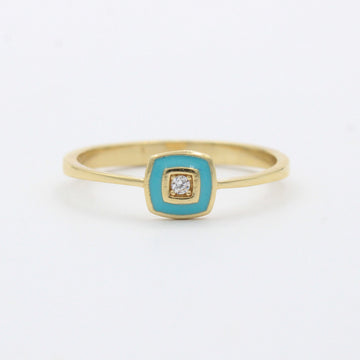 Anillo de Oro 14k Suerte Turquesa con Chispa de Zirconia mod. 10457