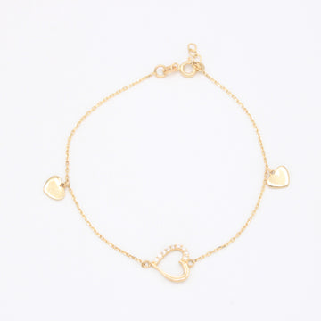 Pulsera de Oro 14k Colgantes de Corazones y Zirconias mod. 10946