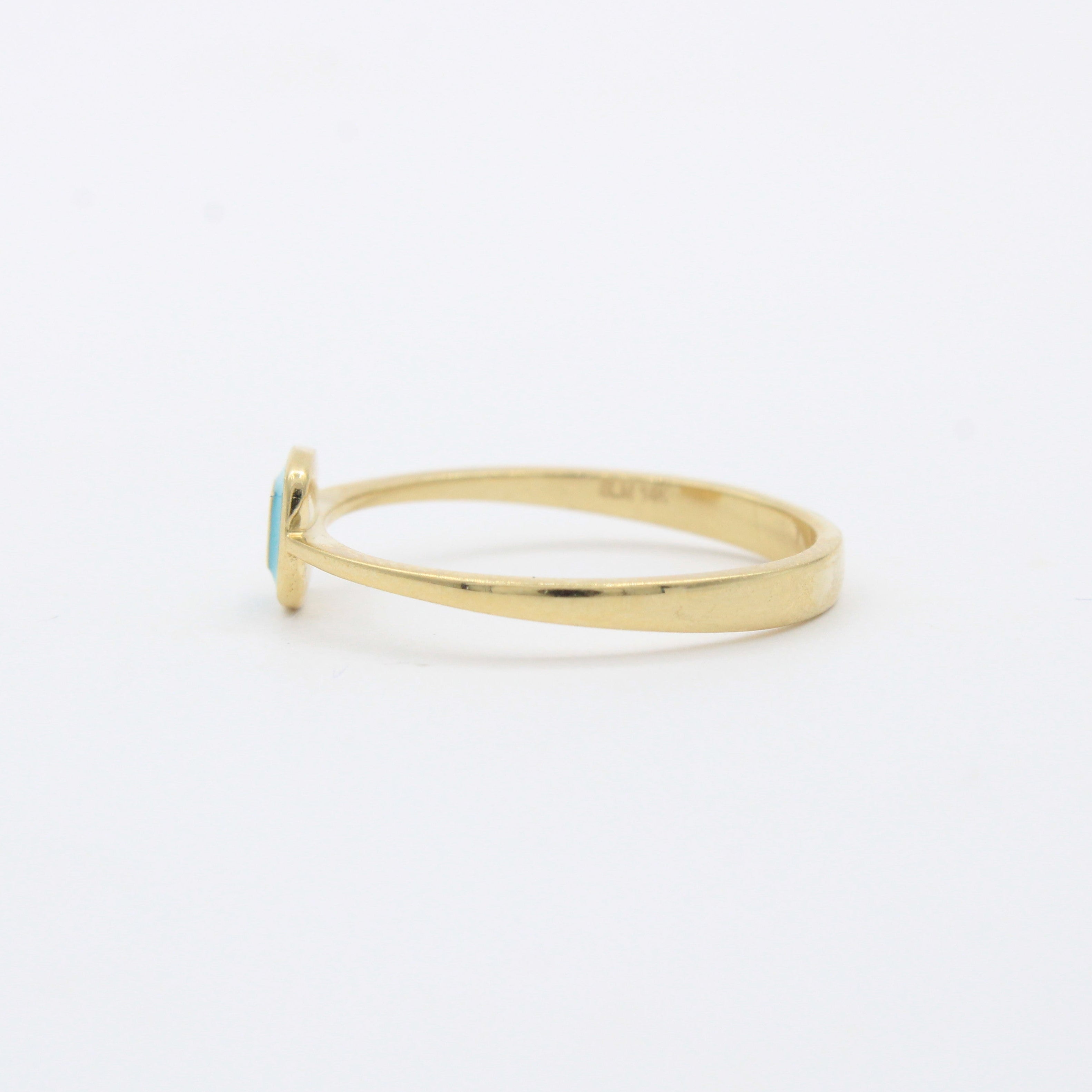 Anillo de Oro 14k Suerte Turquesa con Chispa de Zirconia mod. 10457