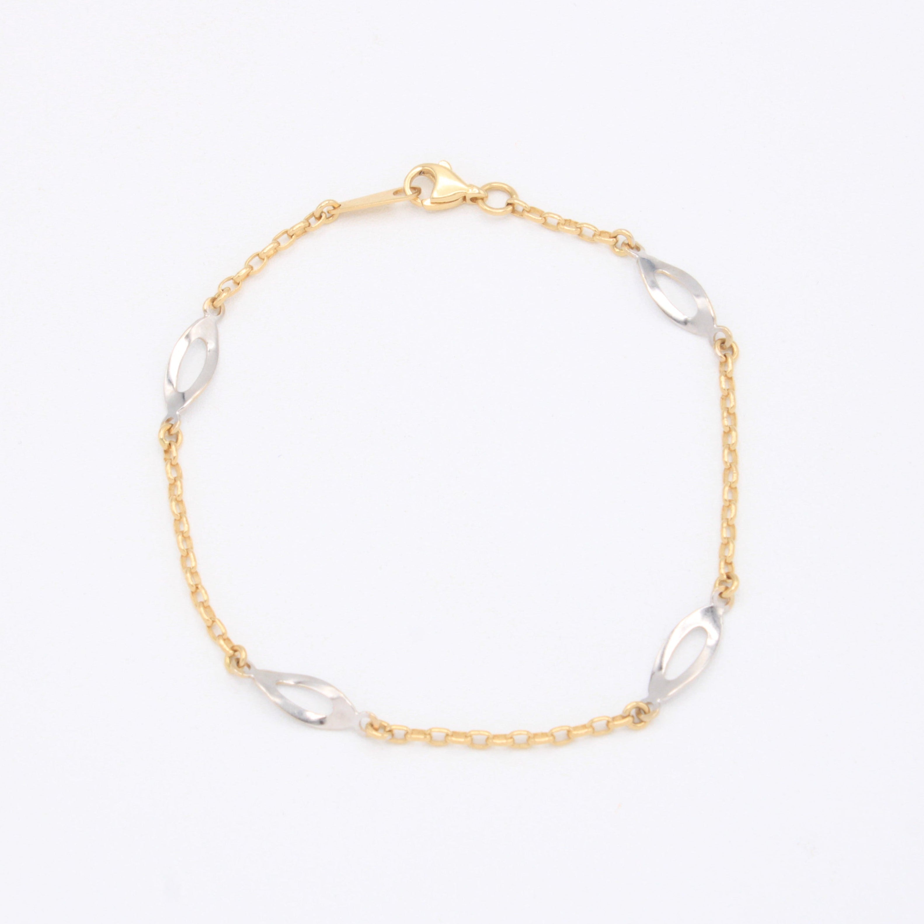 Pulsera de Oro 14k con Detalles en Oro Blanco mod. 10948
