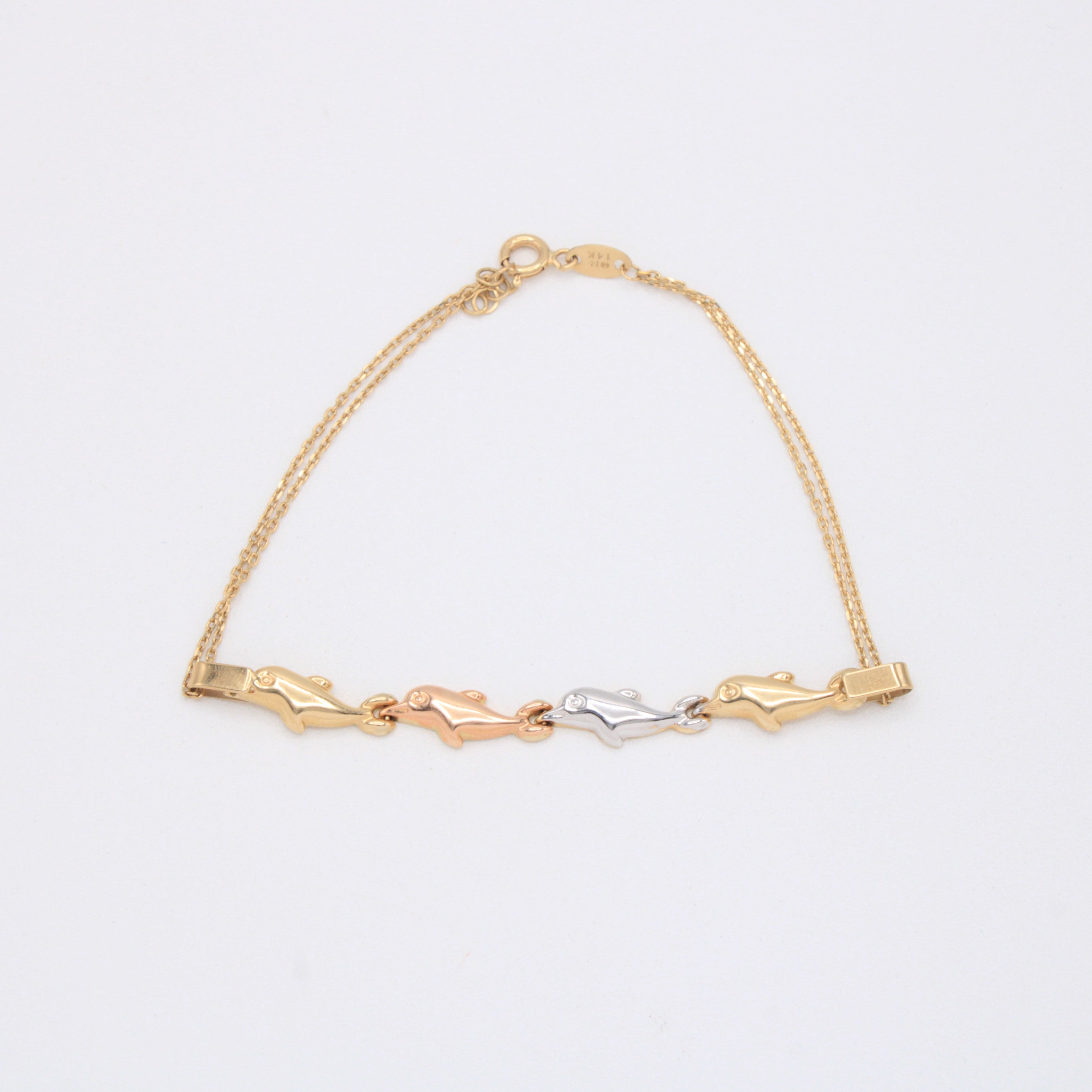 Pulsera de Oro 14k Delfines Florentinos mod. 10949