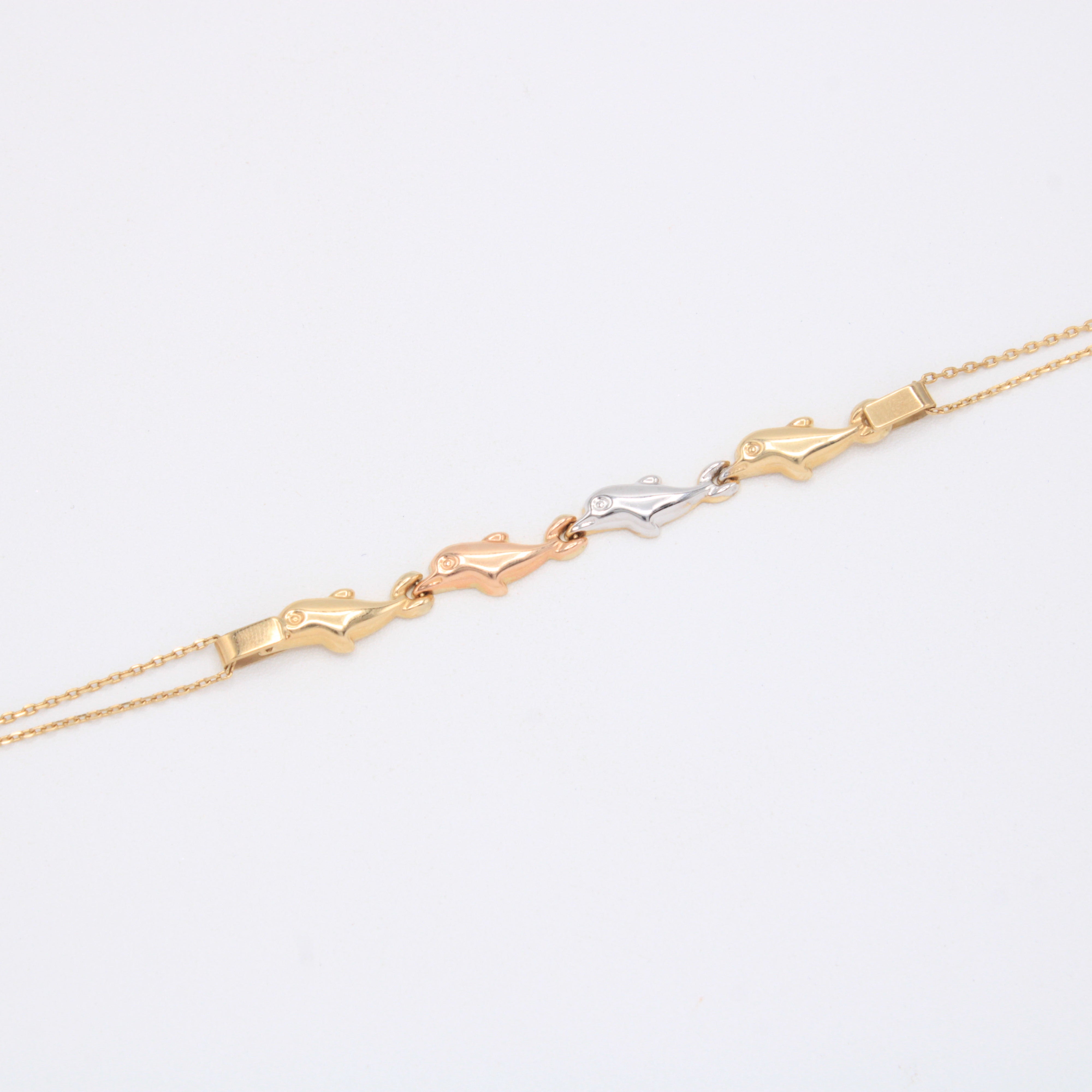 Pulsera de Oro 14k Delfines Florentinos mod. 10949