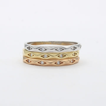 Anillo de Oro 14k Fin de Semana de Diseño Facetado con Zirconias mod. 10461