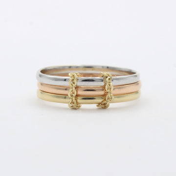 Anillo de Oro 14k Fin de Semana de Aros Lisos Unidos con Cadena mod. 10462