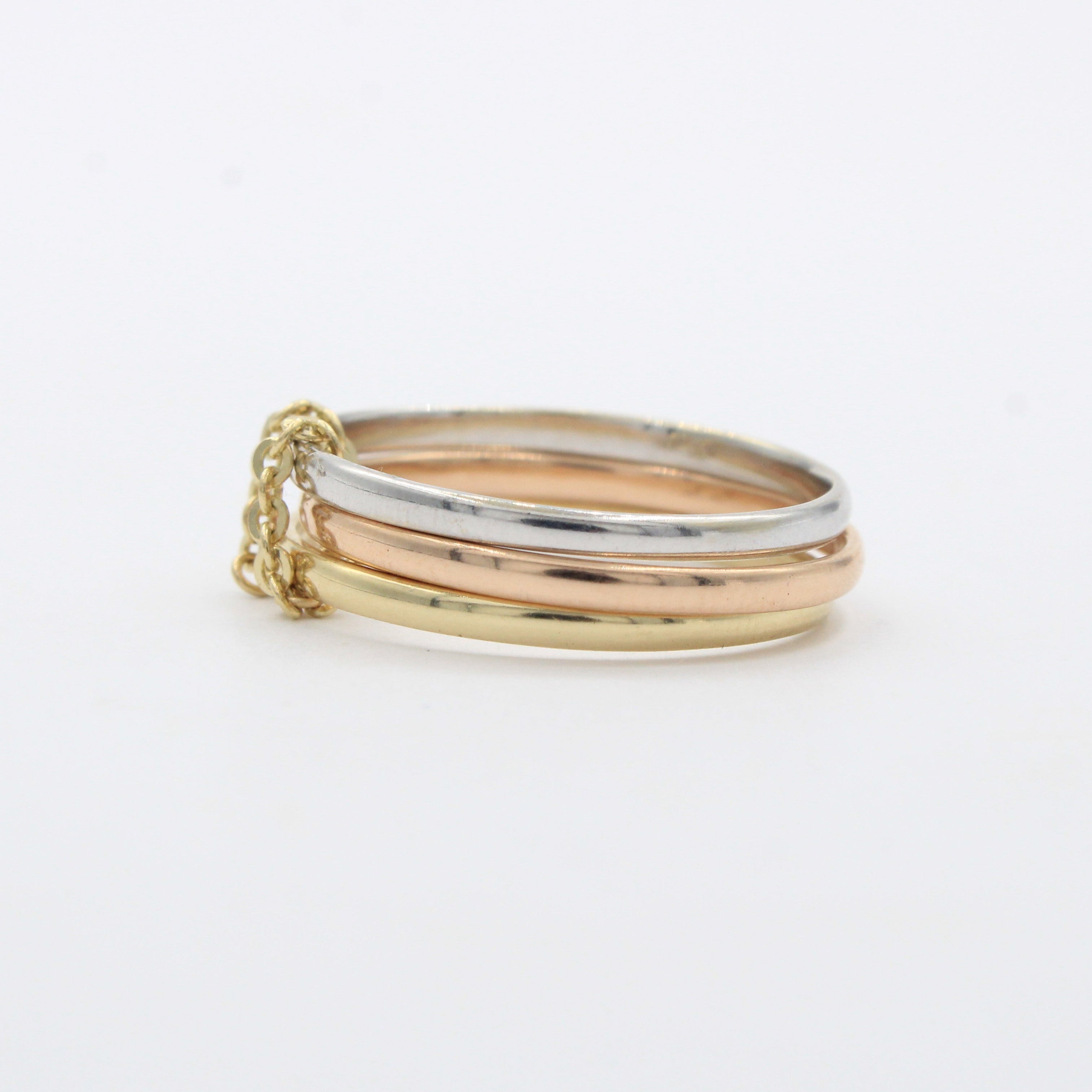 Anillo de Oro 14k Fin de Semana de Aros Lisos Unidos con Cadena mod. 10462