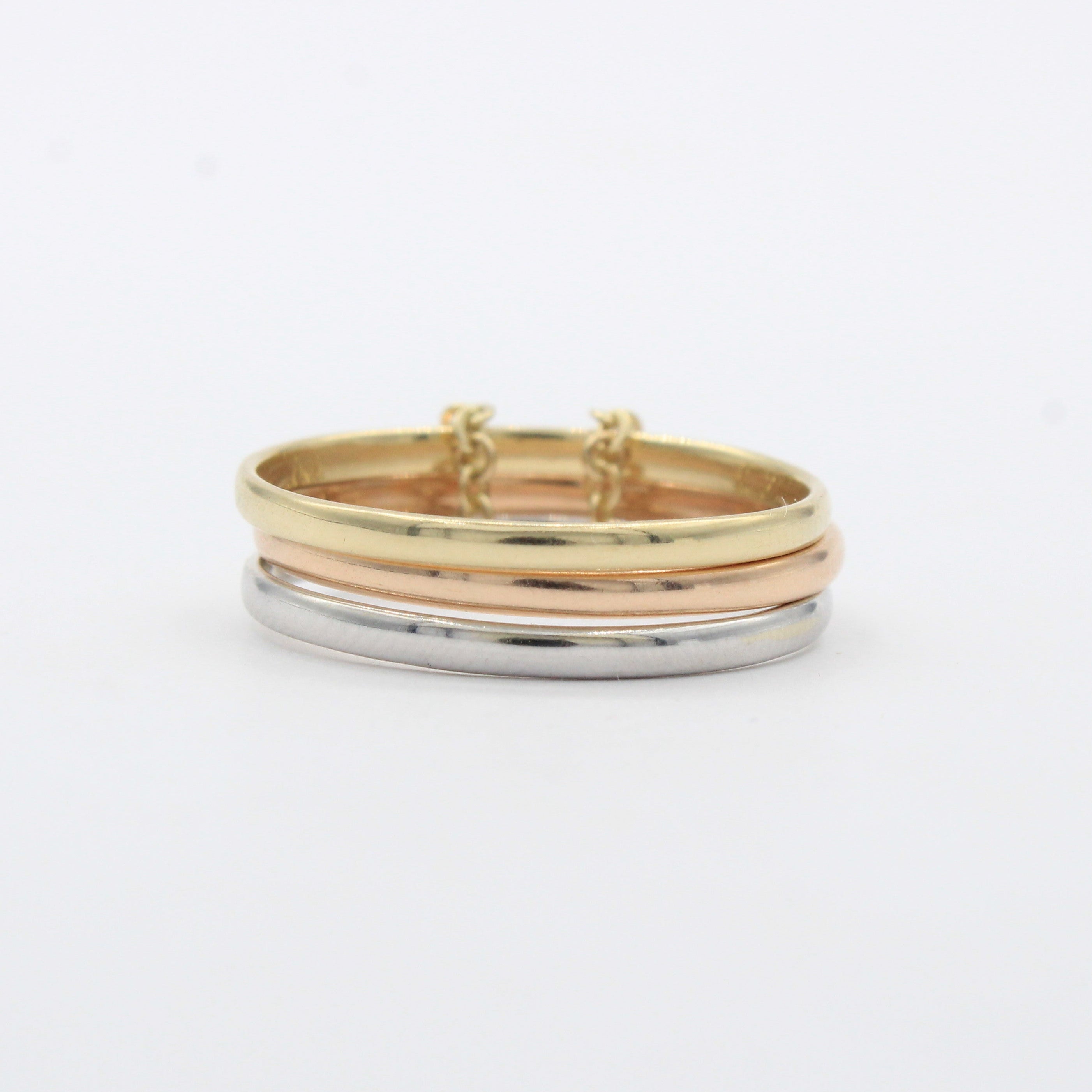 Anillo de Oro 14k Fin de Semana de Aros Lisos Unidos con Cadena mod. 10462