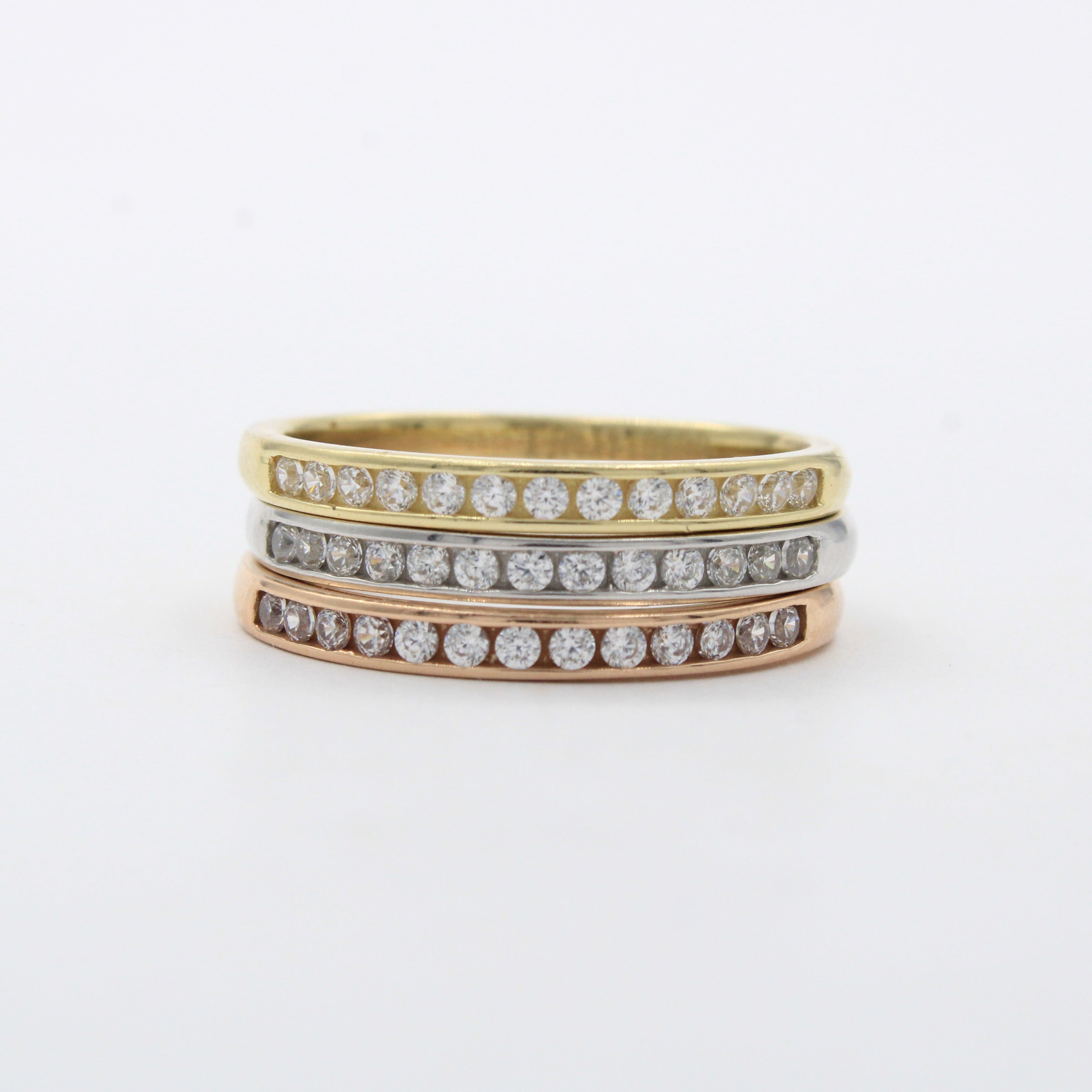 Anillo de Oro 14k Fin de Semana Modelo Especial con Zirconias mod. 10463