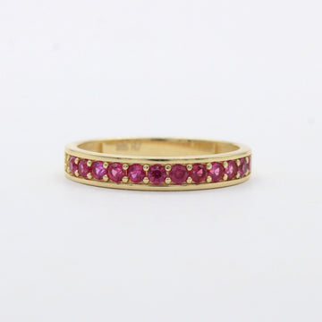 Anillo de Oro 14k Media Churumbela con Zirconias de Tono Rojo mod. 10465