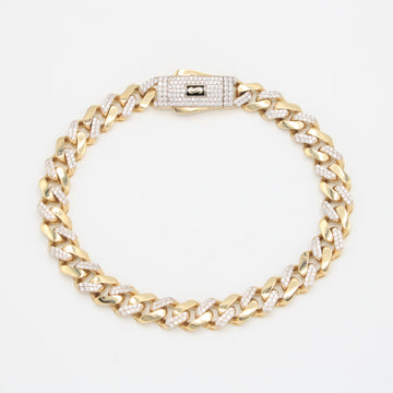 Pulsera de Oro 14k Monaco Classic Gruesa con Zirconias mod. 10993