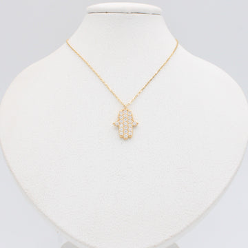 Gargantilla de Oro 14k Diseño Mano de Fátima con Zirconias mod. 10954