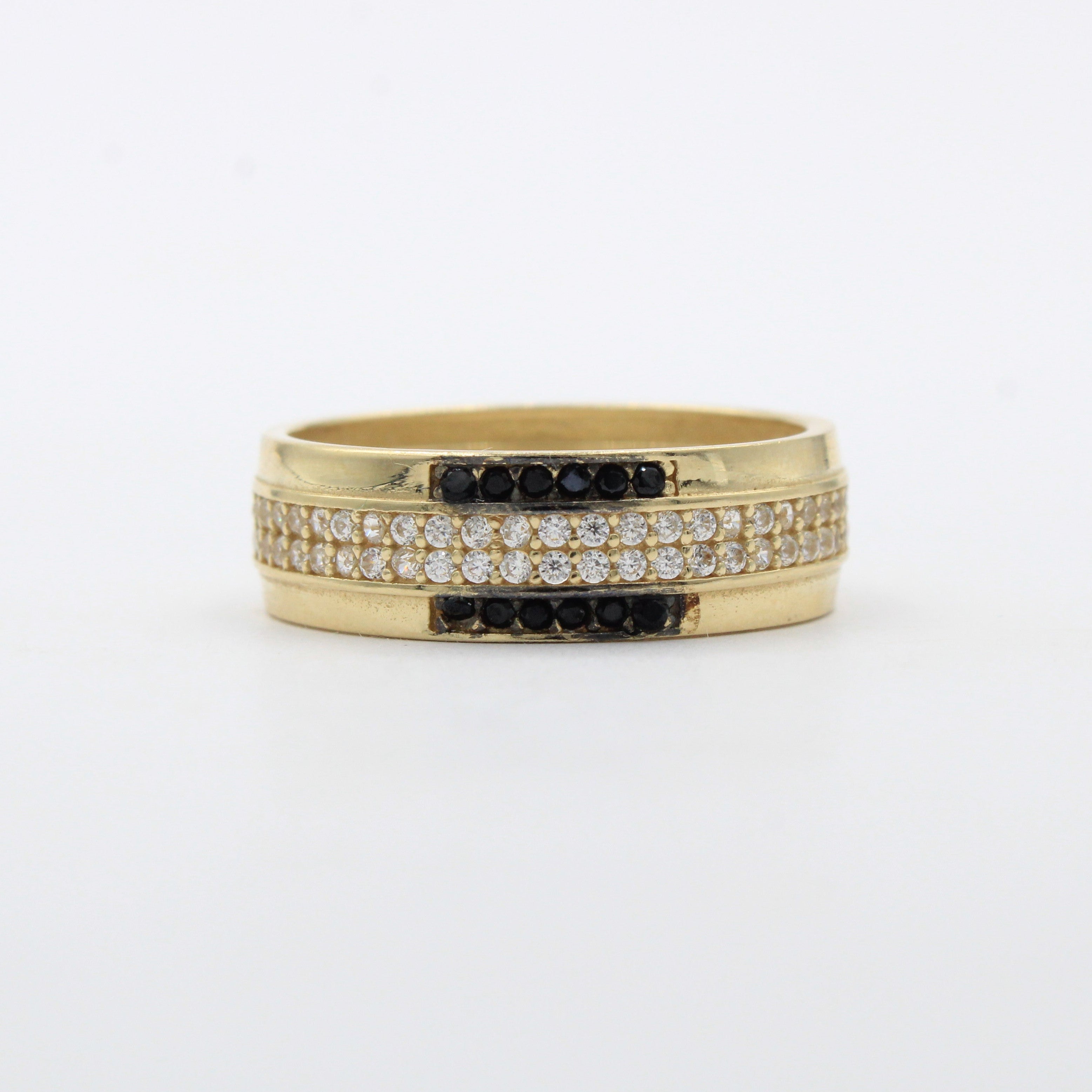 Anillo de Oro 14k Diseño Fino con Incrustación de Zirconias en Circunferencia mod. 10466