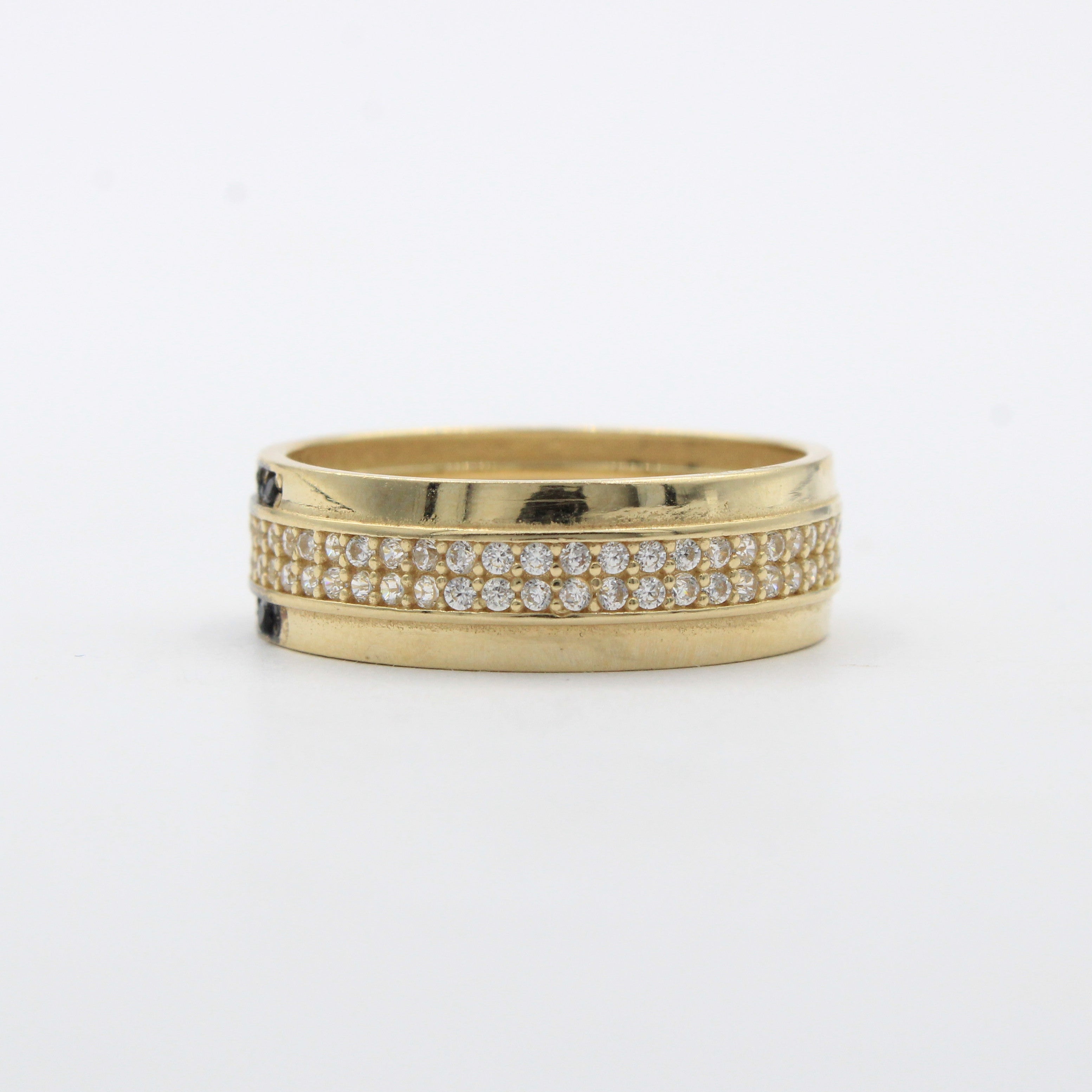 Anillo de Oro 14k Diseño Fino con Incrustación de Zirconias en Circunferencia mod. 10466