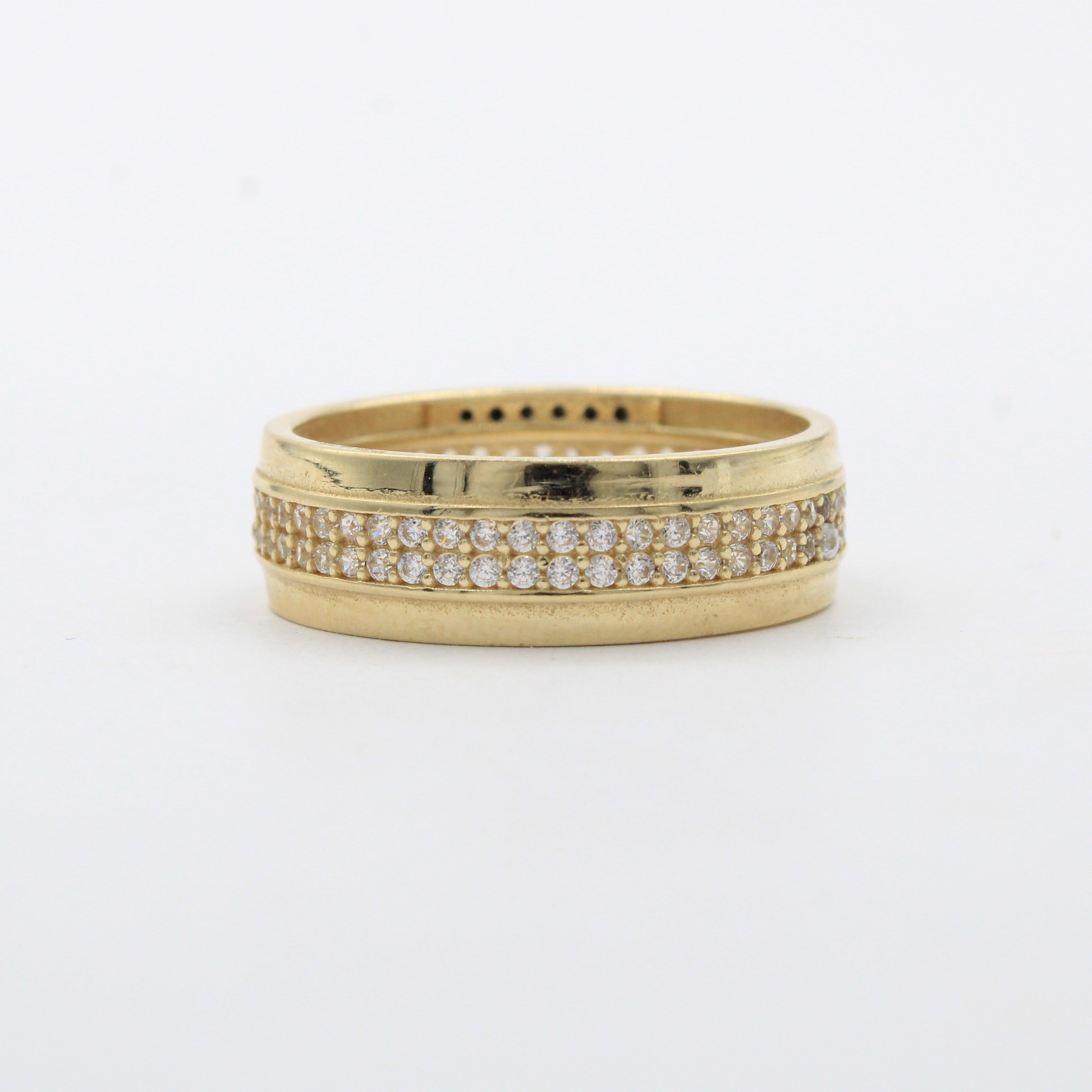 Anillo de Oro 14k Diseño Fino con Incrustación de Zirconias en Circunferencia mod. 10466
