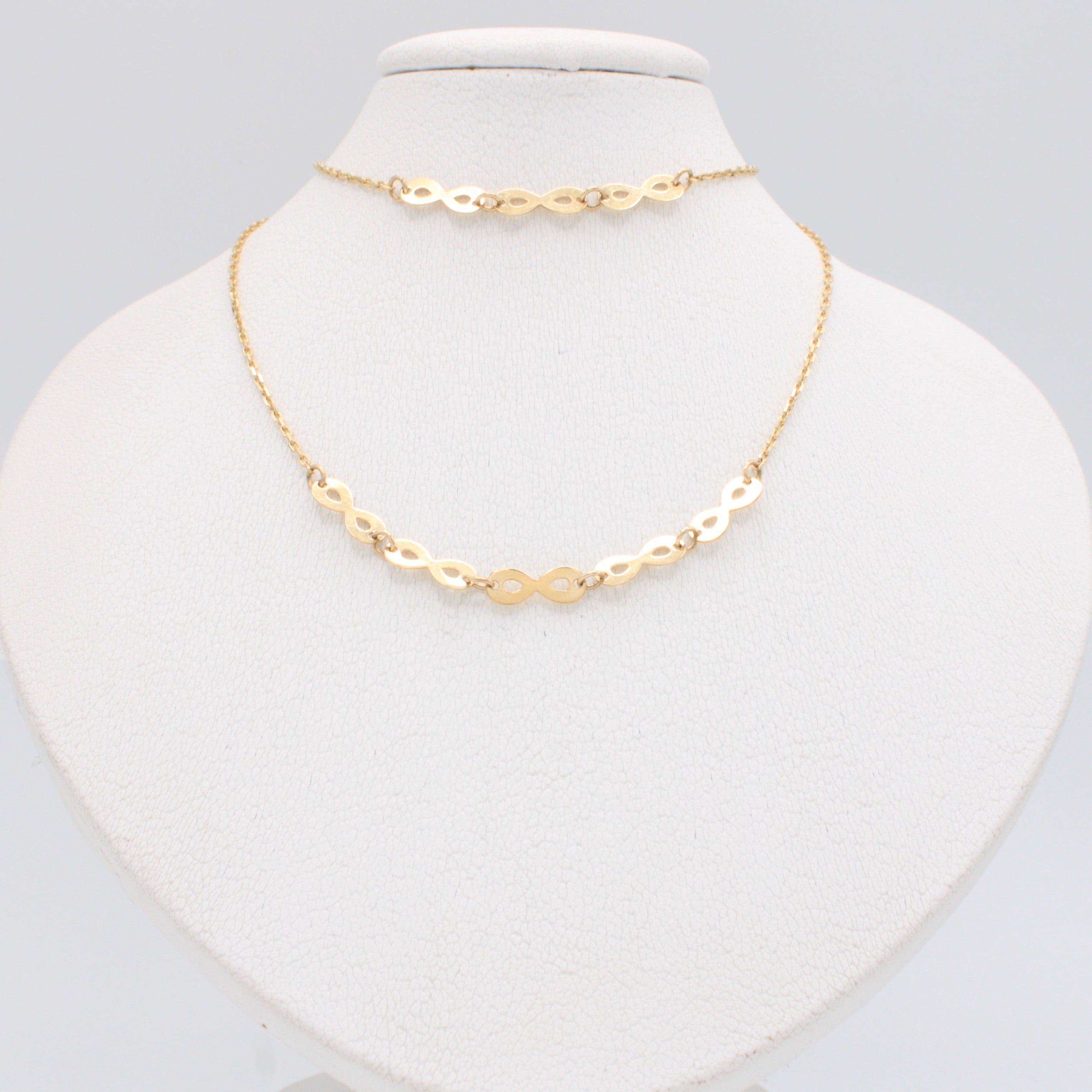 Gargantilla de Oro 14k Diseño Doble de Infinitos mod. 10957