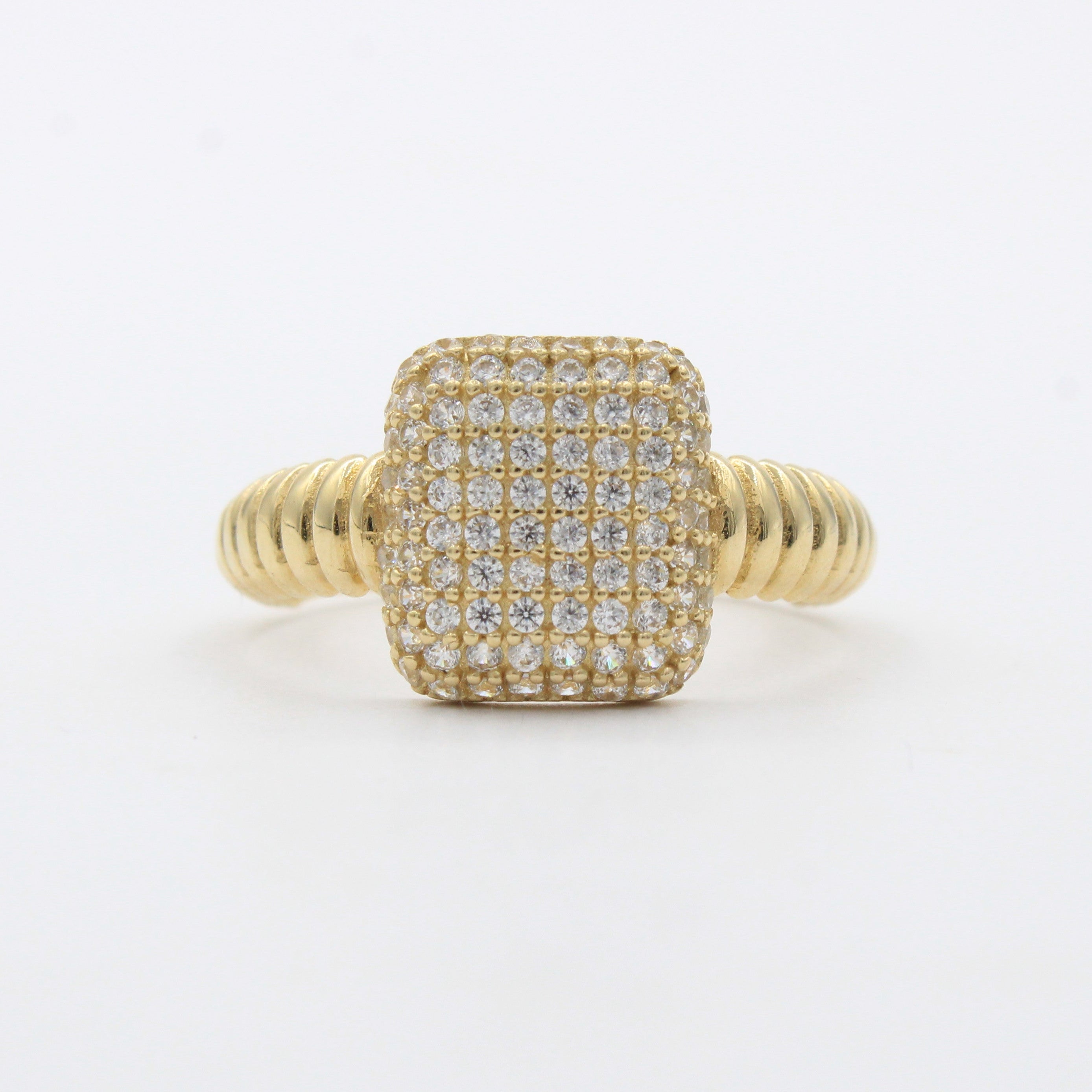 Anillo de Oro 14k Diseño Elegante y Fino con Zirconias mod. 10467