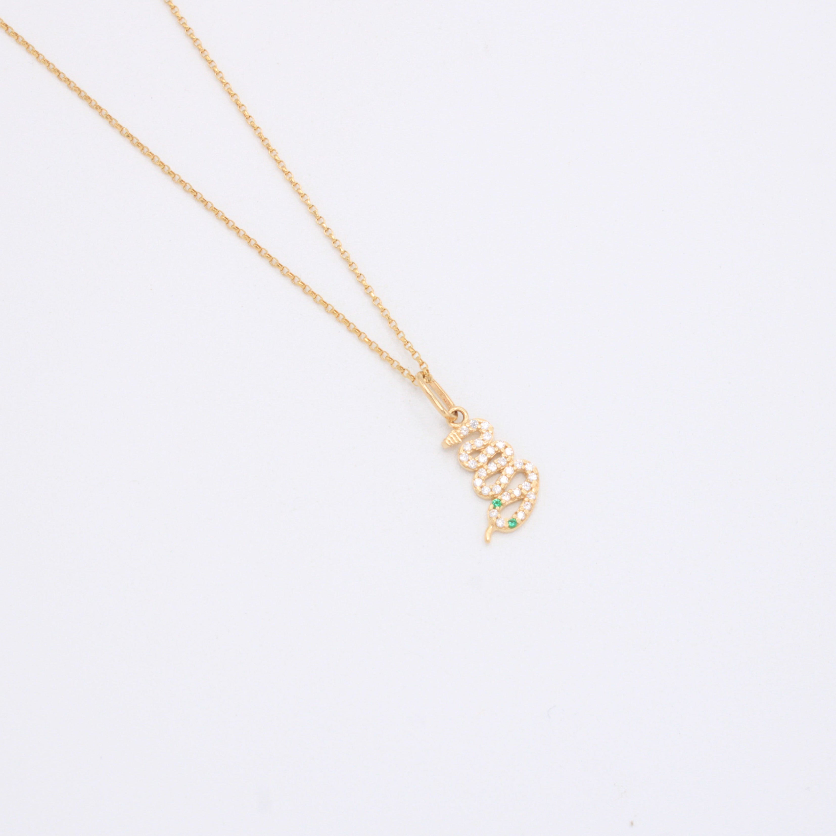 Gargantilla de Oro 14k Diseño Serpiente con Incrustación de Zirconias mod. 10956