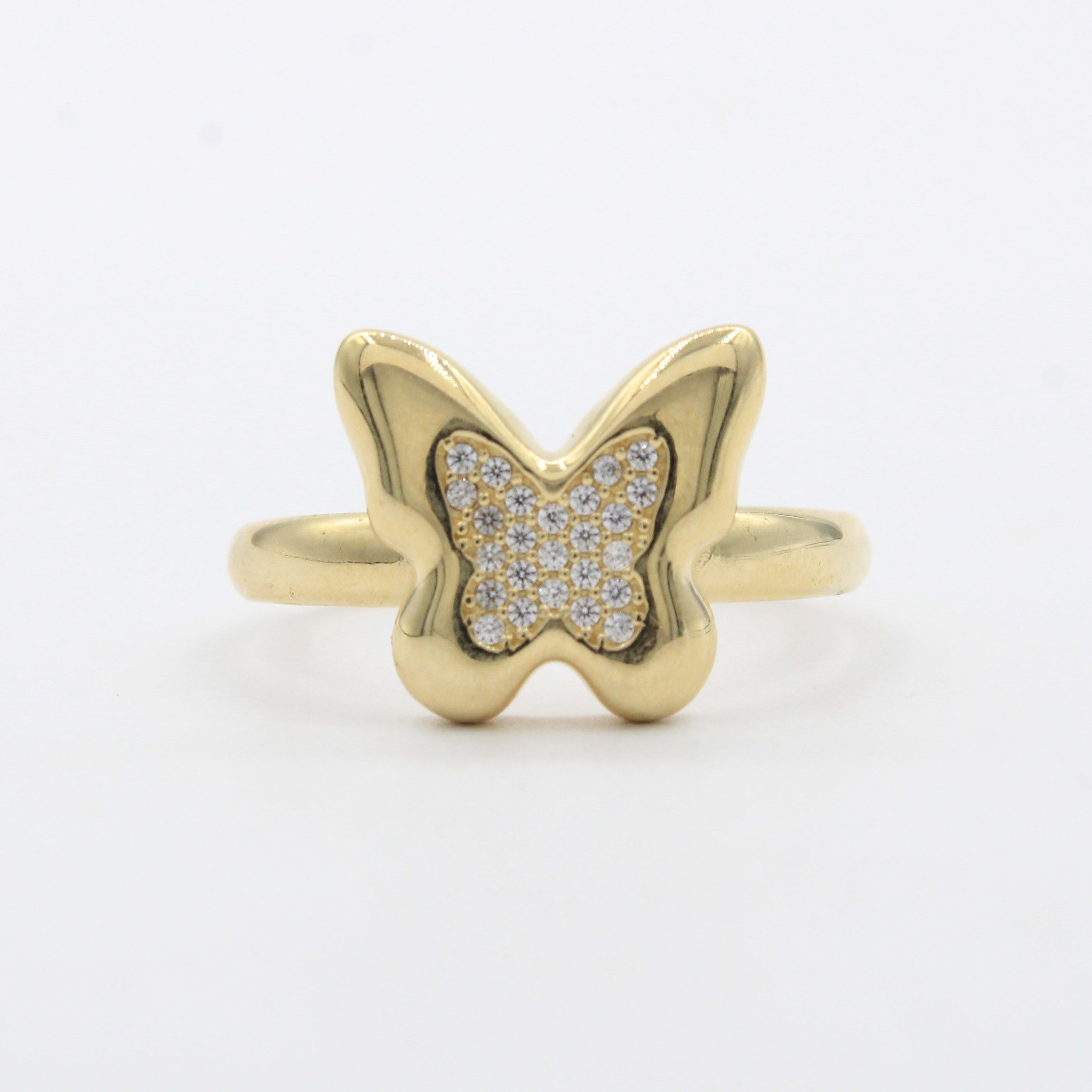 Anillo de Oro 14k Mariposa Brillante Detallada con Zirconias mod. 10470