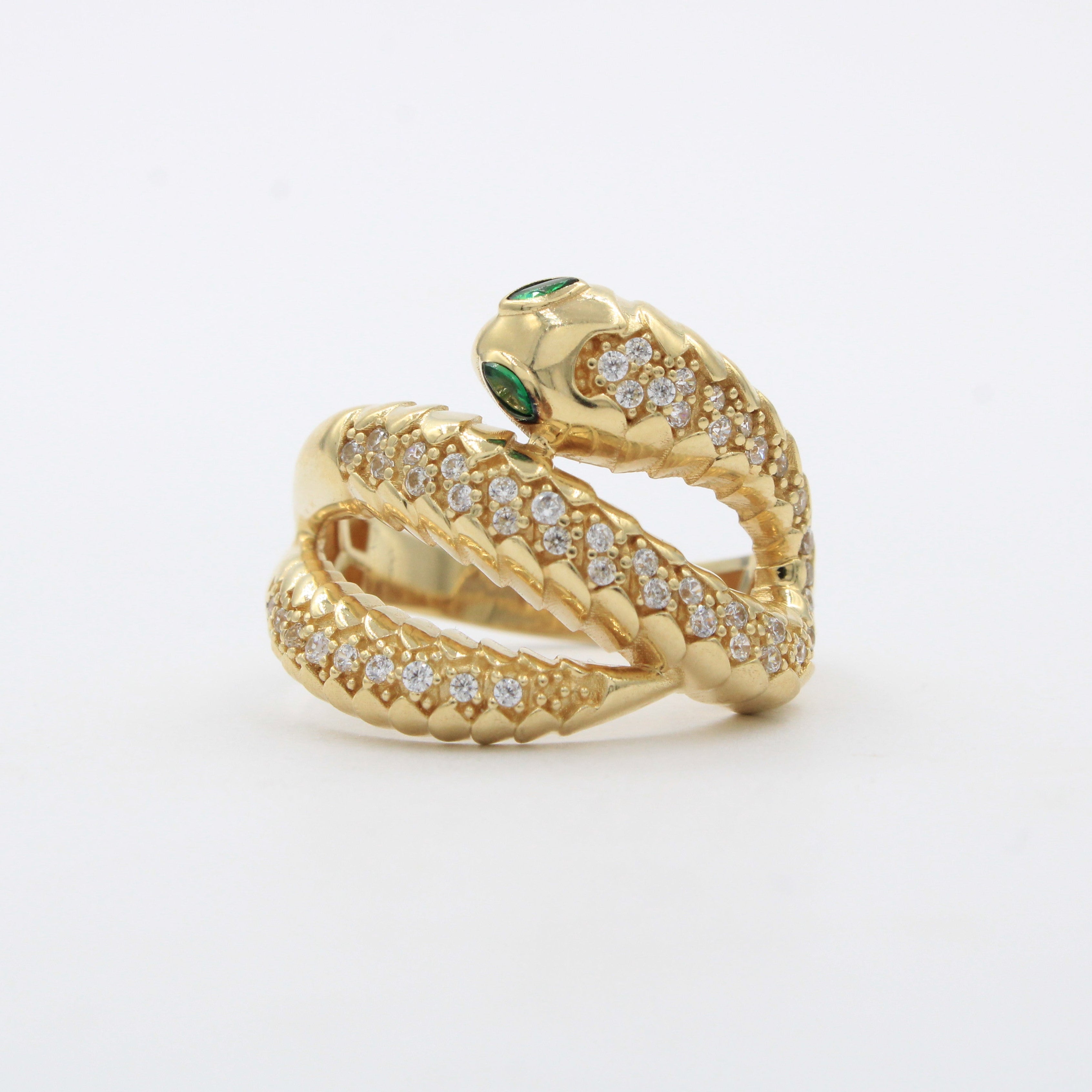 Anillo de Oro 14k Serpiente Escamosa con Zirconias mod. 10471