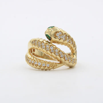 Anillo de Oro 14k Serpiente Escamosa con Zirconias mod. 10471