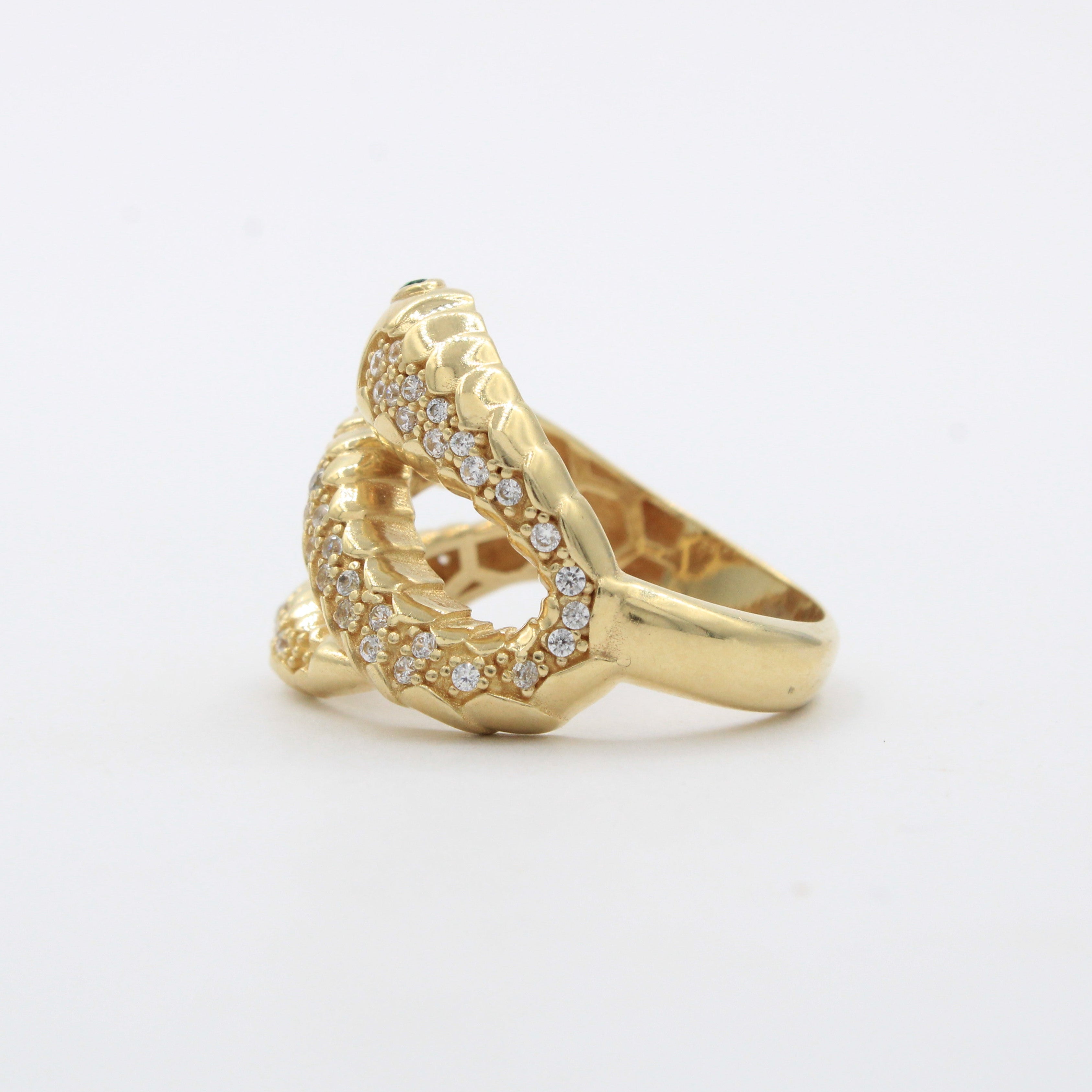 Anillo de Oro 14k Serpiente Escamosa con Zirconias mod. 10471