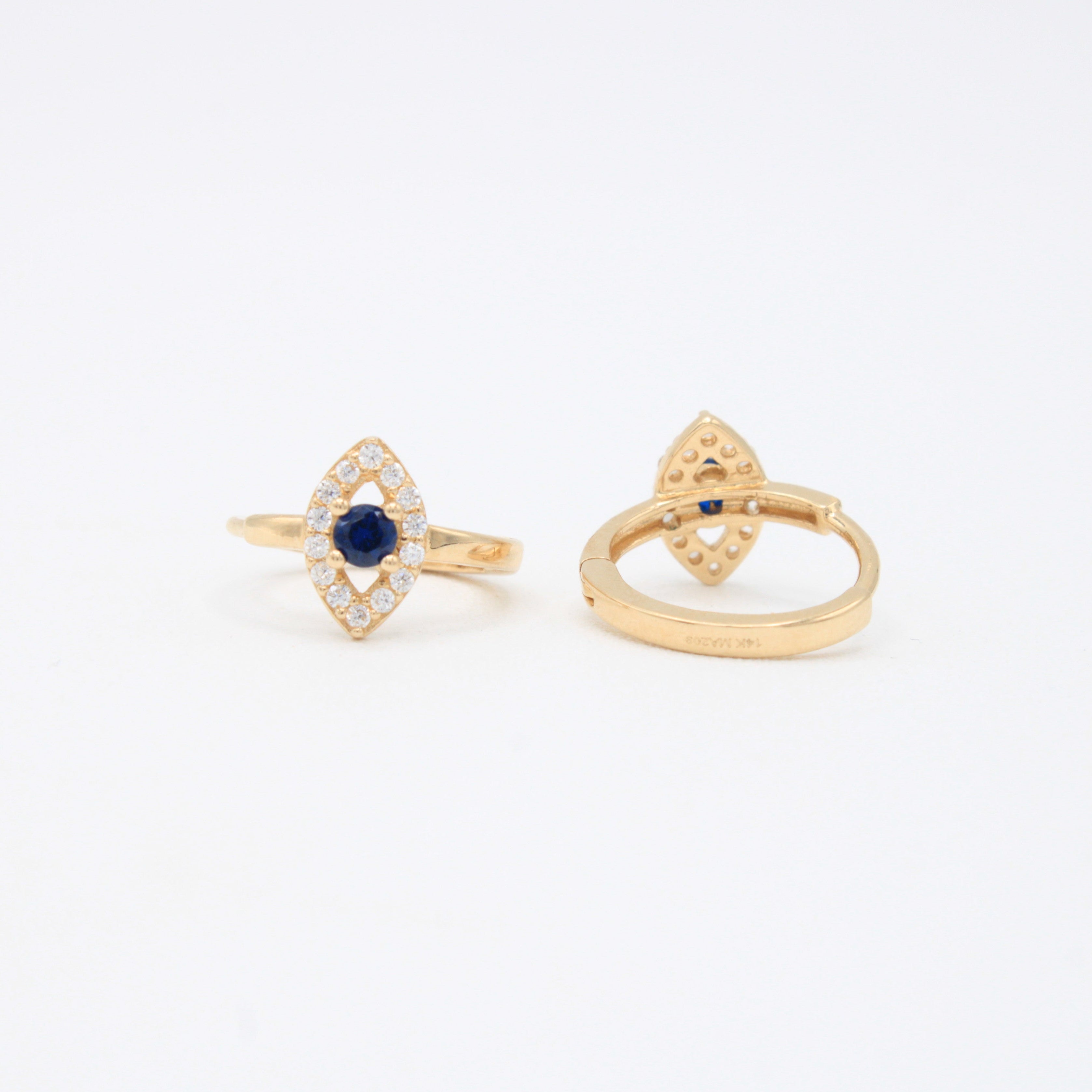 Grapa de Oro 14k Ojo Turco con Incrustación de Zirconias mod. 11000