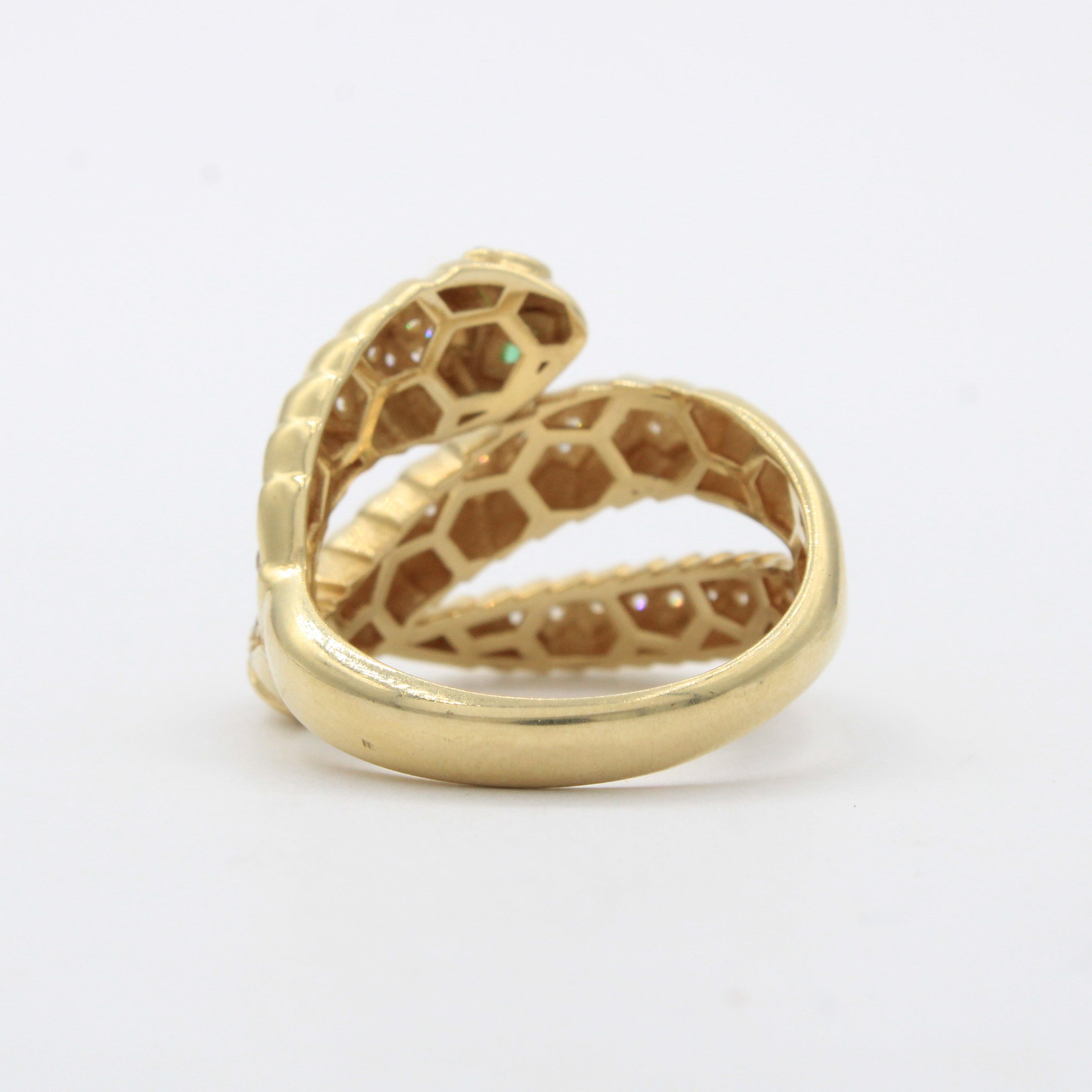 Anillo de Oro 14k Serpiente Escamosa con Zirconias mod. 10471