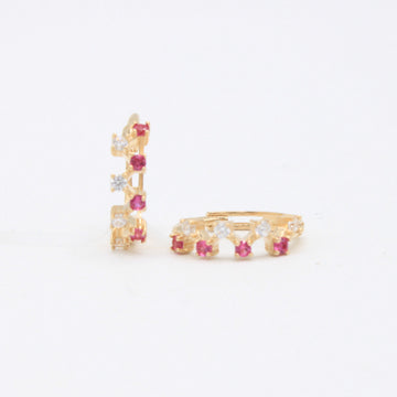 Grapa de Oro 14k con Incrustación de Zirconias Rosas y Blancas mod. 11001