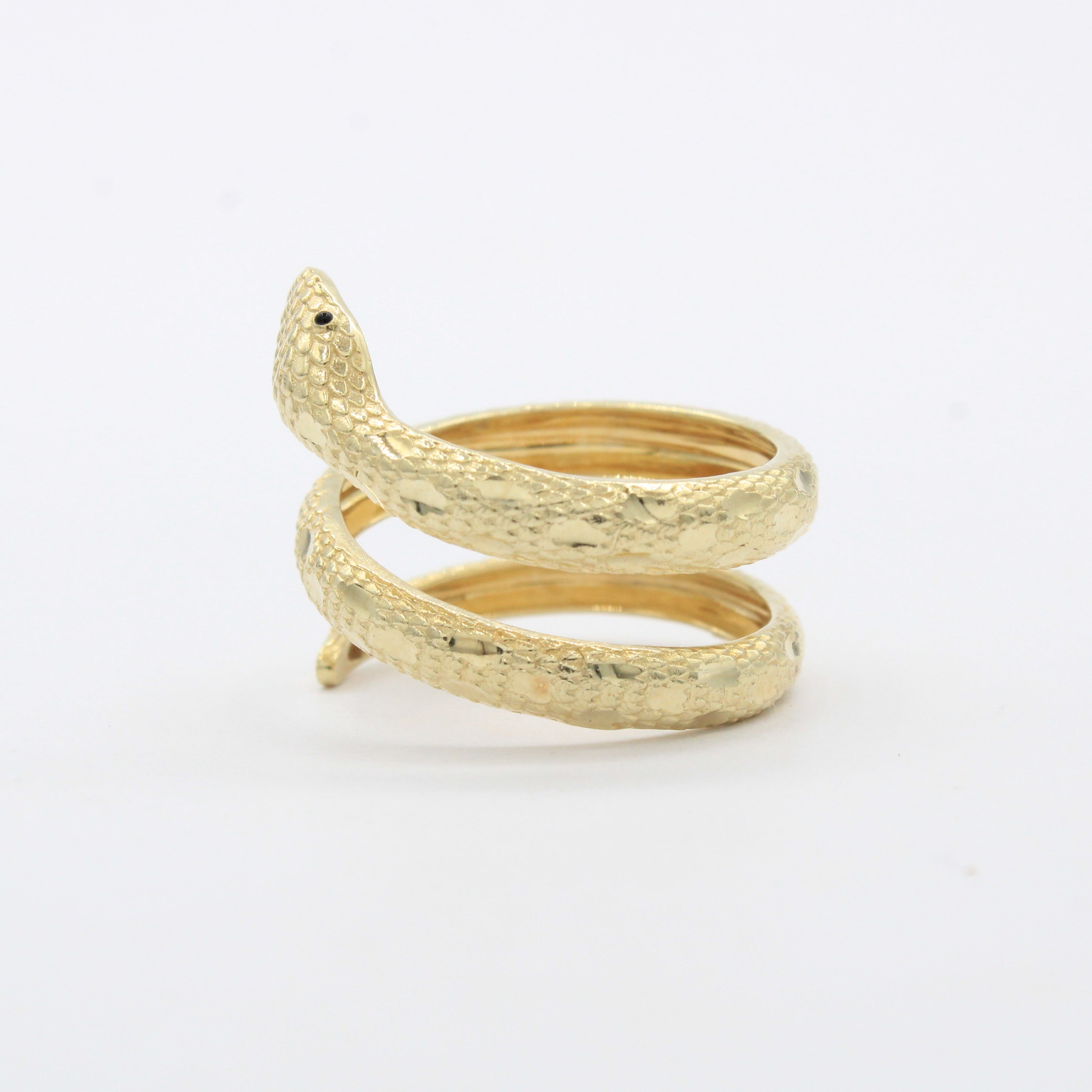 Anillo de Oro 14k Serpiente Atravesada con Incrustación de Zirconias mod. 10473