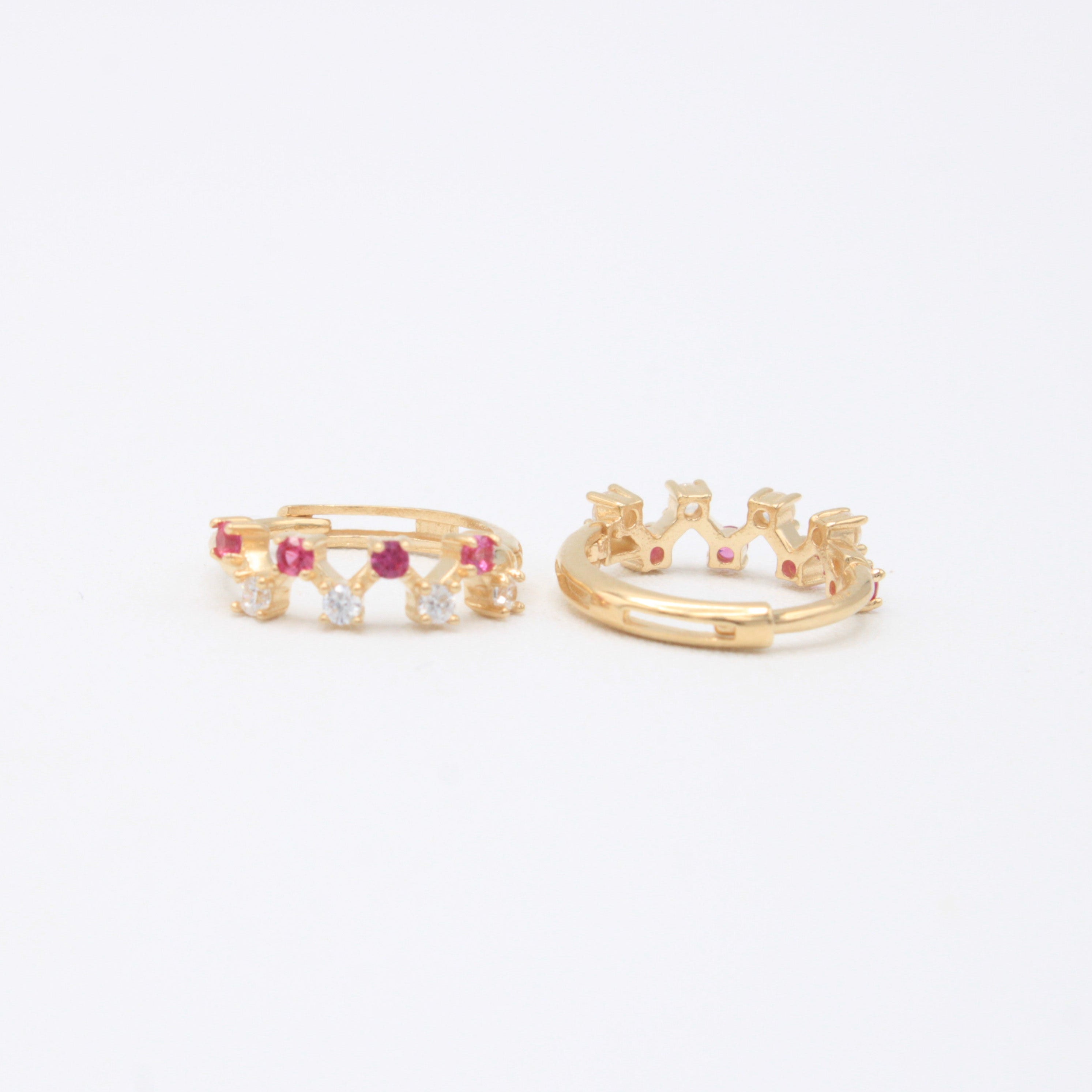 Grapa de Oro 14k con Incrustación de Zirconias Rosas y Blancas mod. 11001