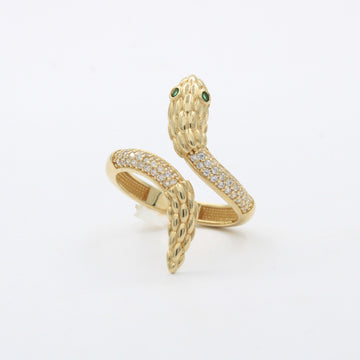 Anillo de Oro 14k Serpiente Atravesada con Incrustación de Zirconias mod. 10472