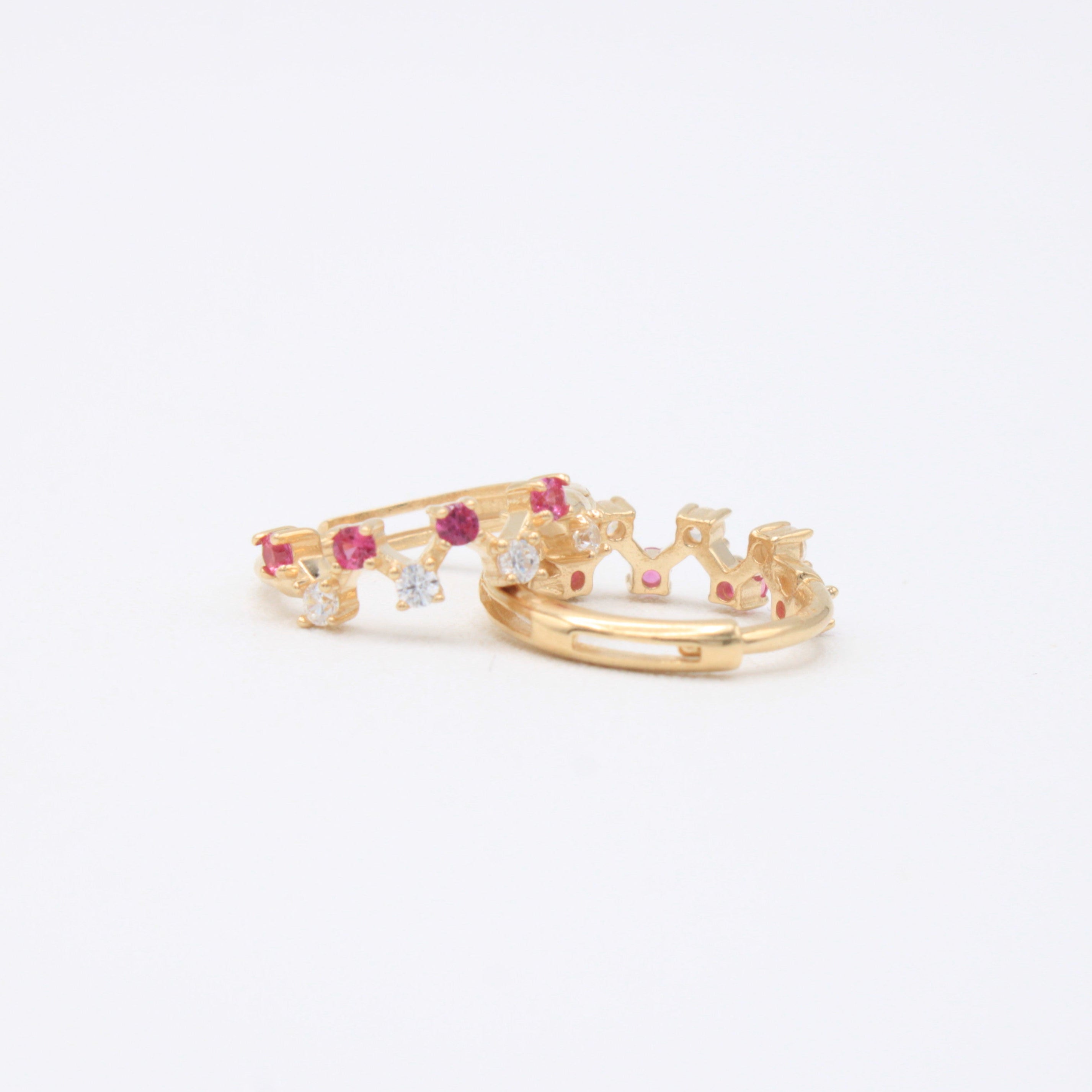 Grapa de Oro 14k con Incrustación de Zirconias Rosas y Blancas mod. 11001