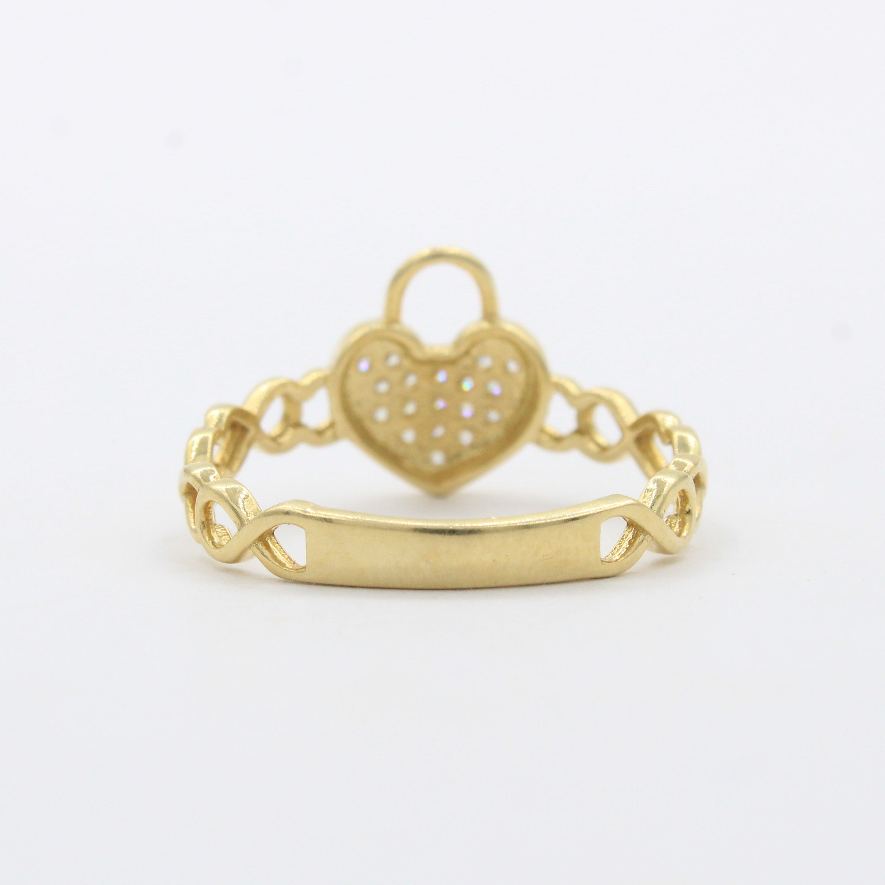Anillo de Oro 14k Circunferencia de Infinitos con Candado de Corazón y Zirconias mod. 10474