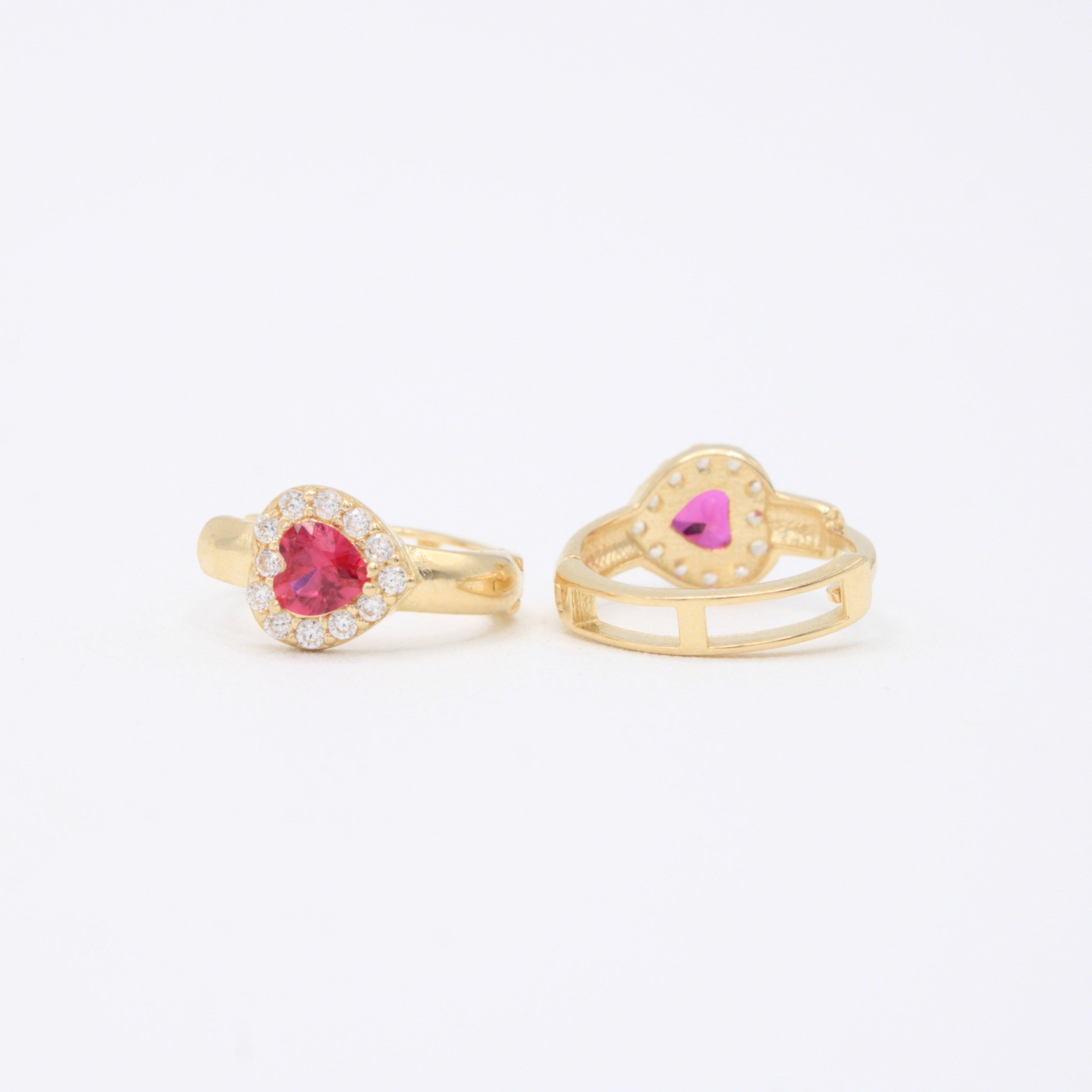 Grapa de Oro 14k Corazones con Incrustación de Zirconias Rosas mod. 11003