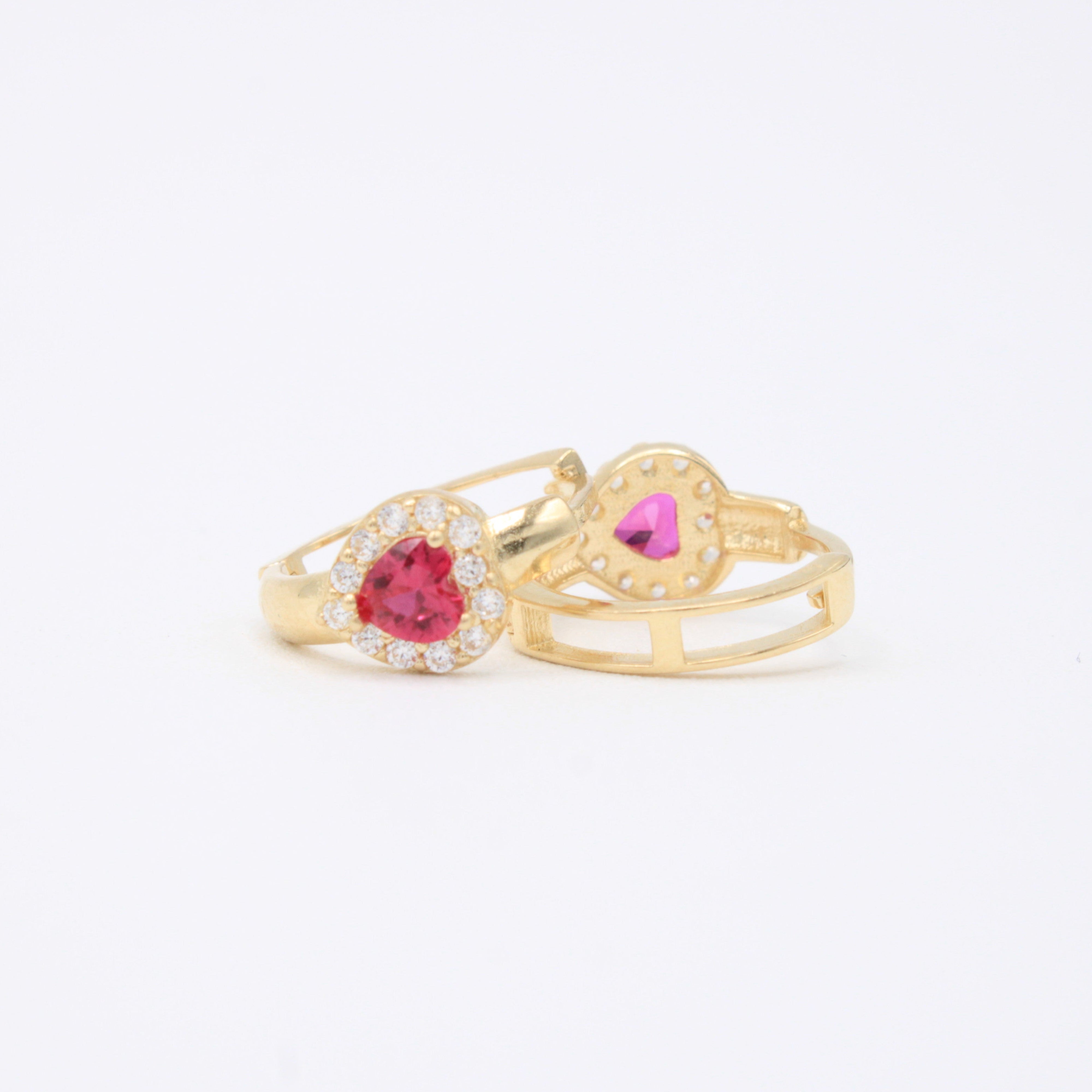Grapa de Oro 14k Corazones con Incrustación de Zirconias Rosas mod. 11003