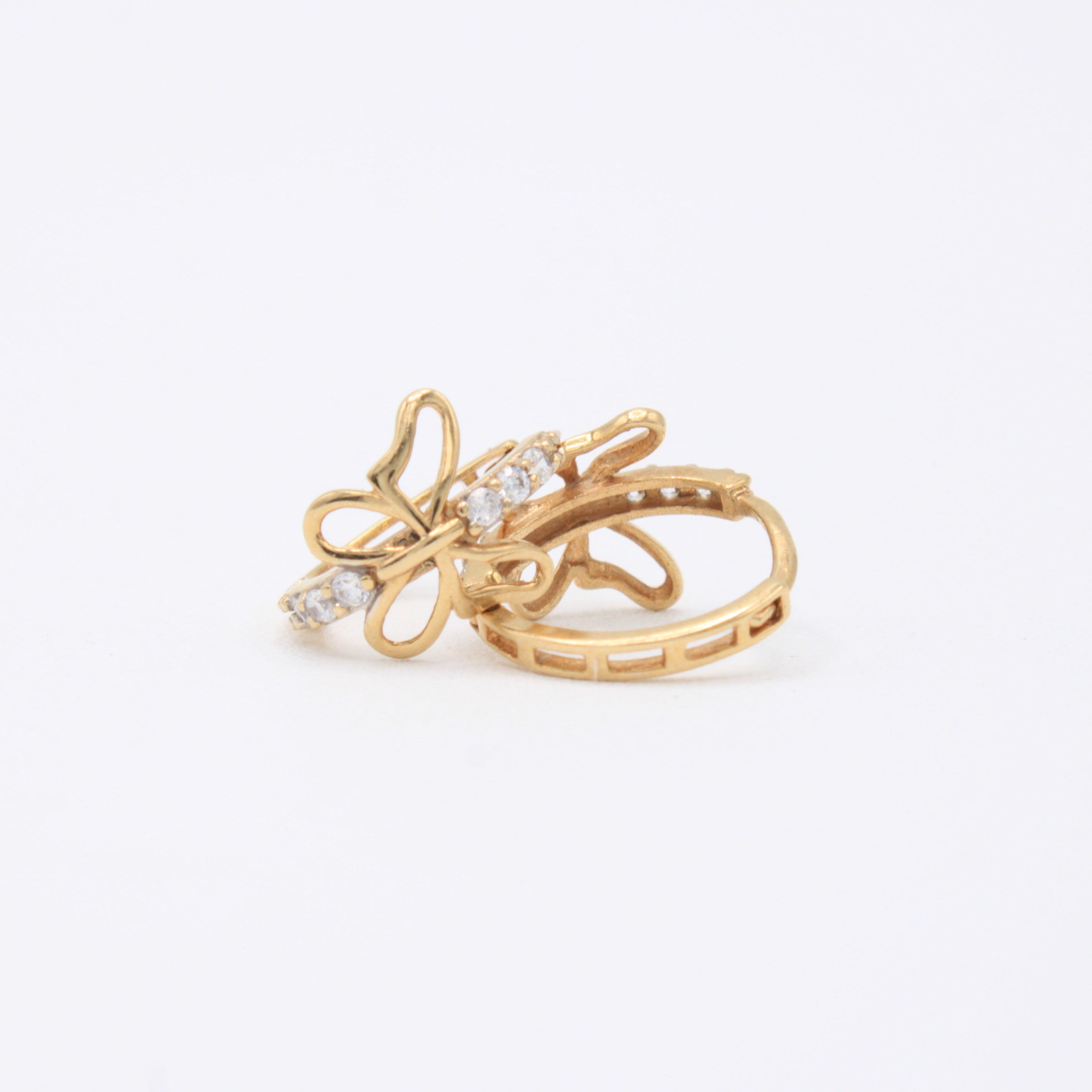 Grapa de Oro 14k Mariposas con Incrustación de Zirconias mod. 11004