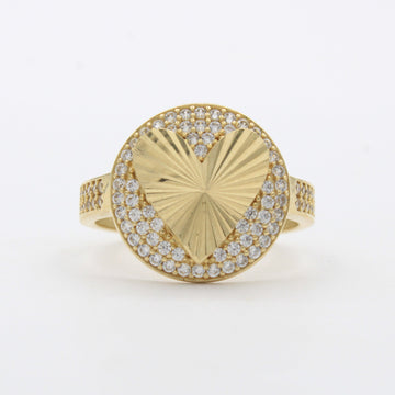 Anillo de Oro 14k Círculo Diamantado con Corazón Incrustado de Zirconias mod. 10477