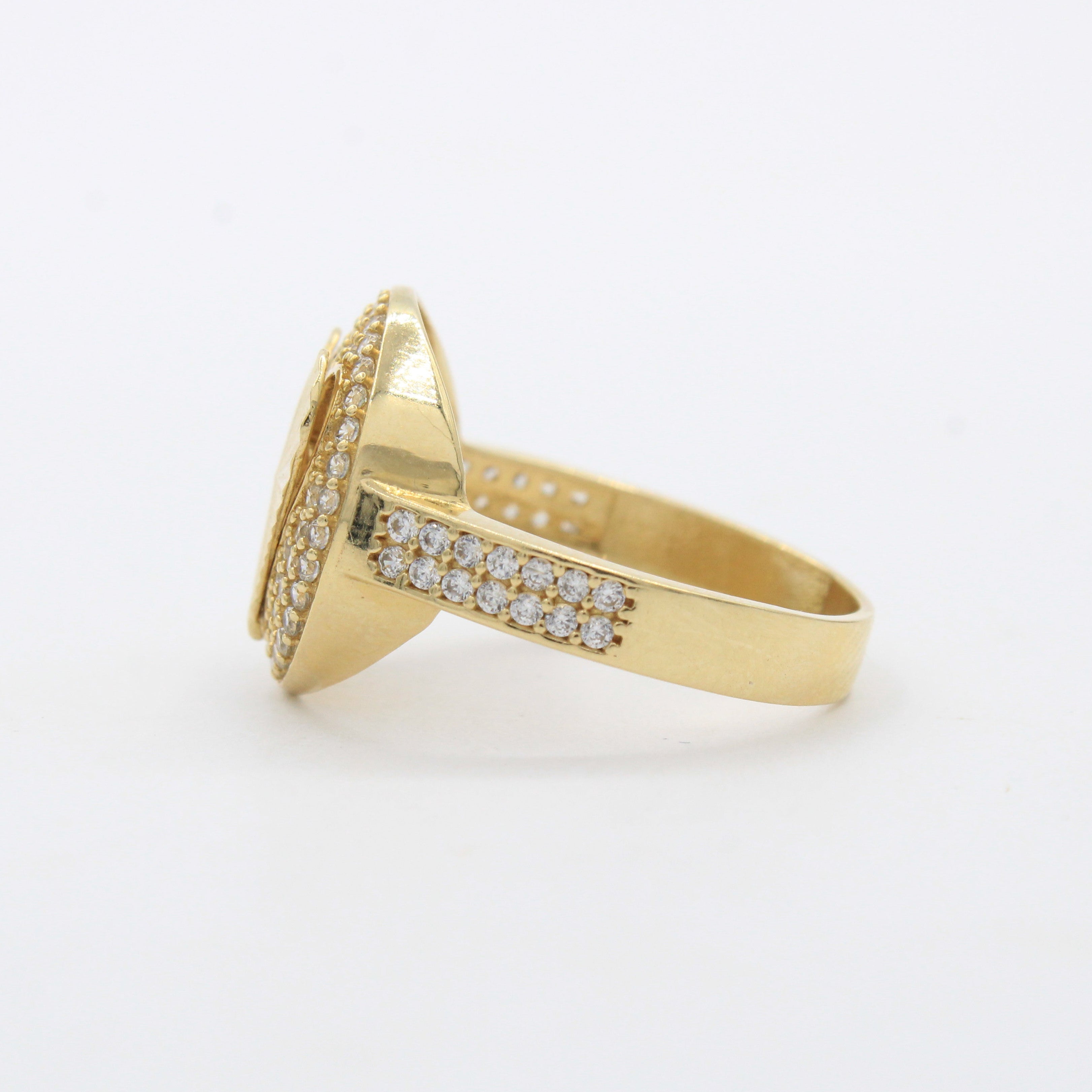 Anillo de Oro 14k Círculo Diamantado con Corazón Incrustado de Zirconias mod. 10477