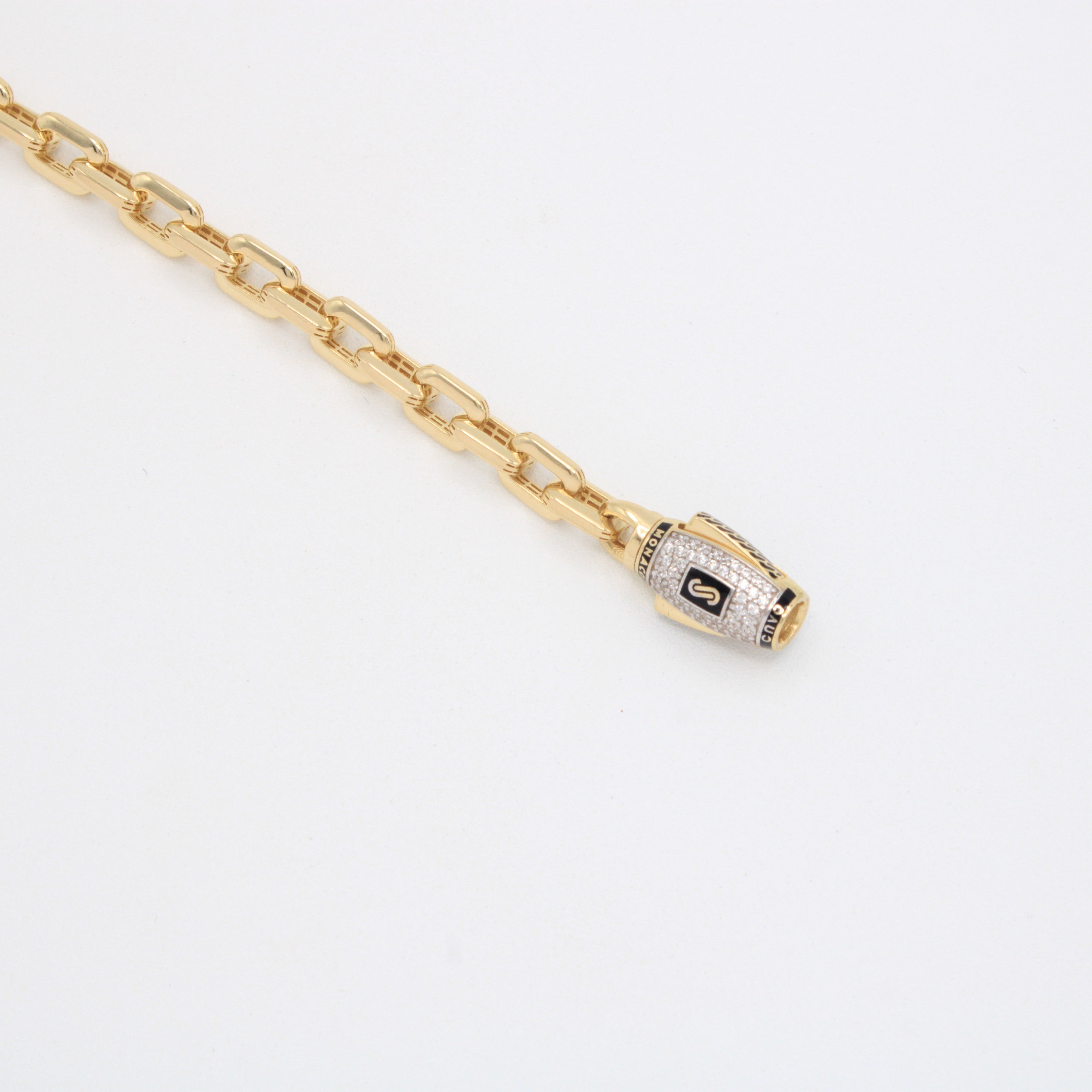 Pulsera de Oro 14k Monaco Modelo Cubo con Broche Pavé mod. 10992