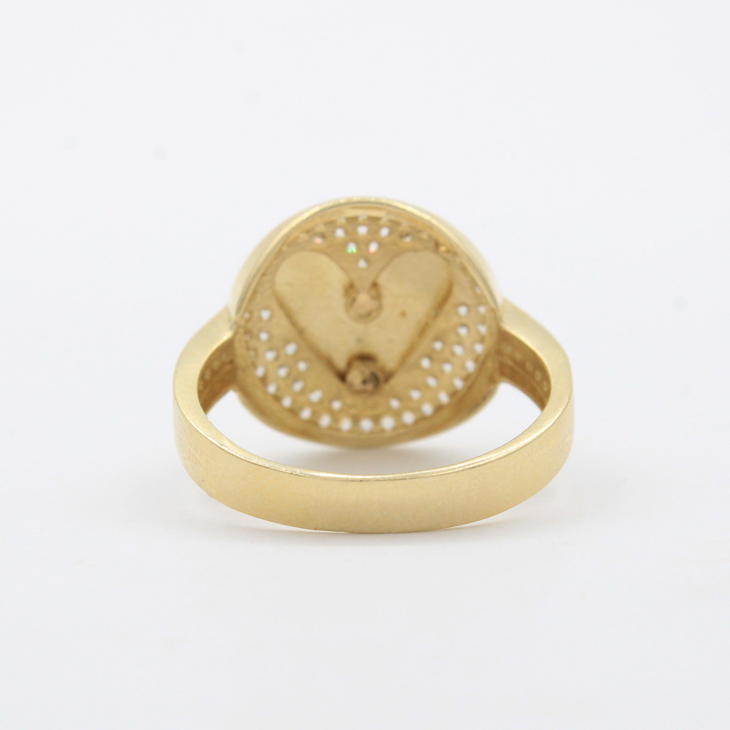 Anillo de Oro 14k Círculo Diamantado con Corazón Incrustado de Zirconias mod. 10477