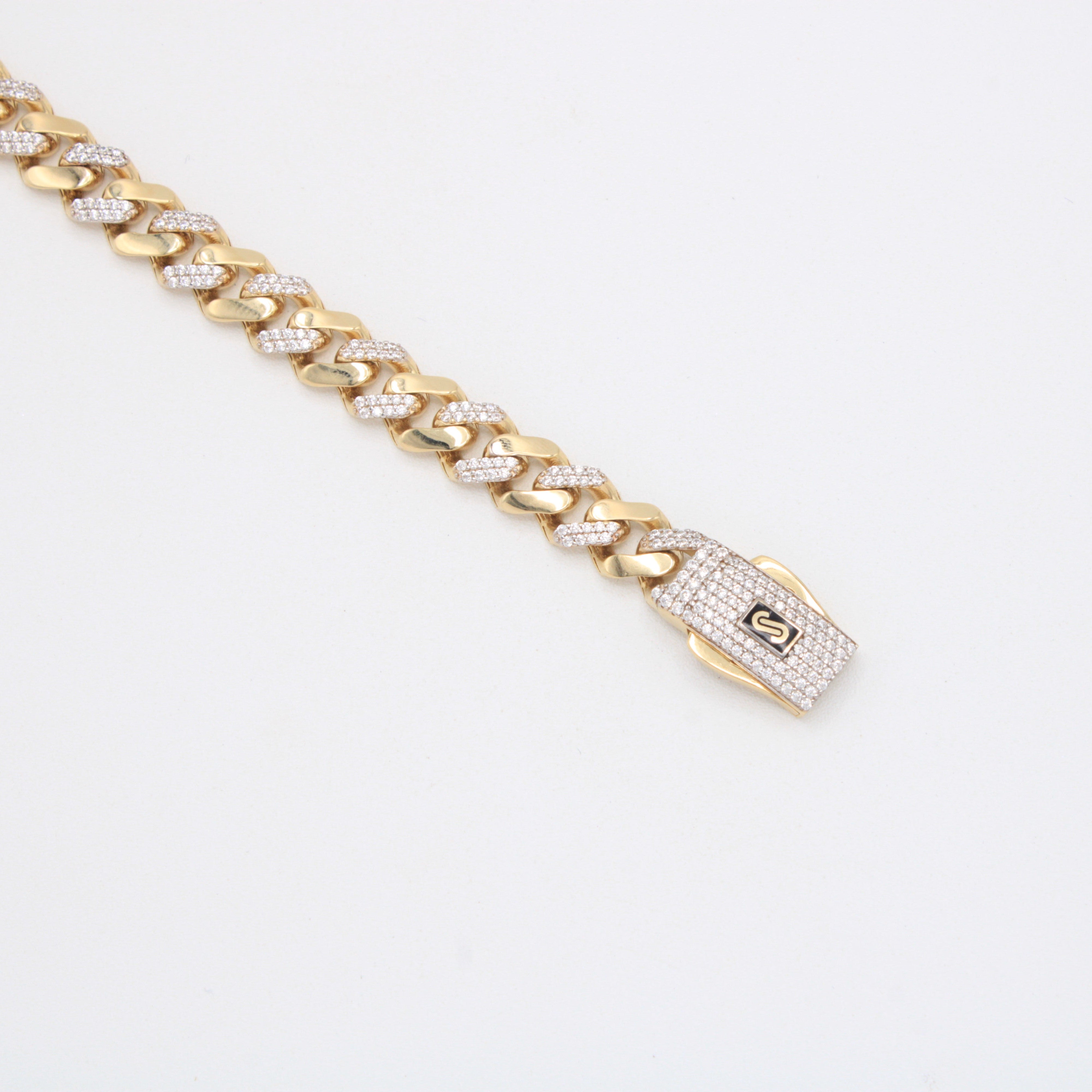 Pulsera de Oro 14k Monaco Classic Gruesa con Zirconias mod. 10993