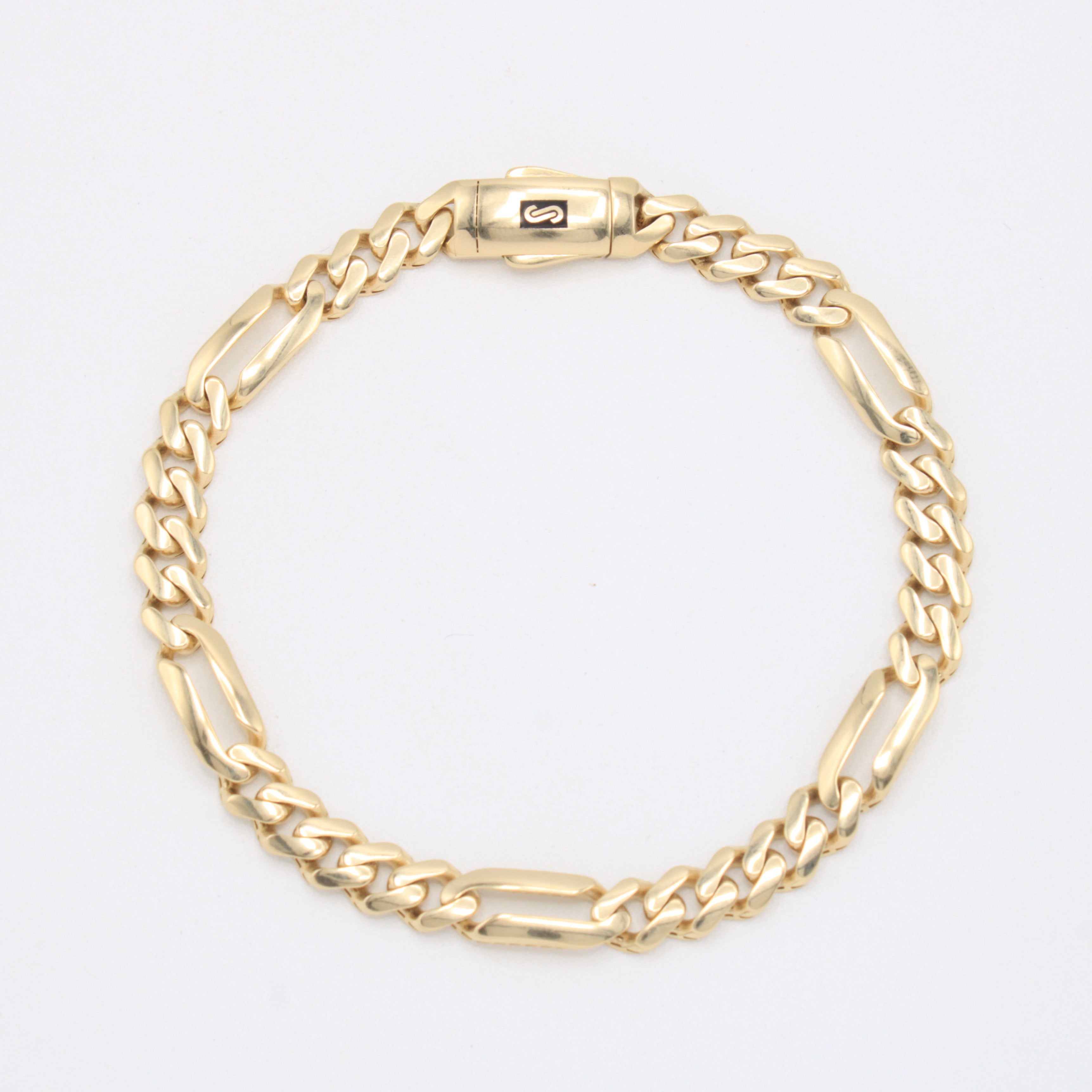 Pulsera de Oro 14k Monaco Modelo Figaro Brillante mod. 10995