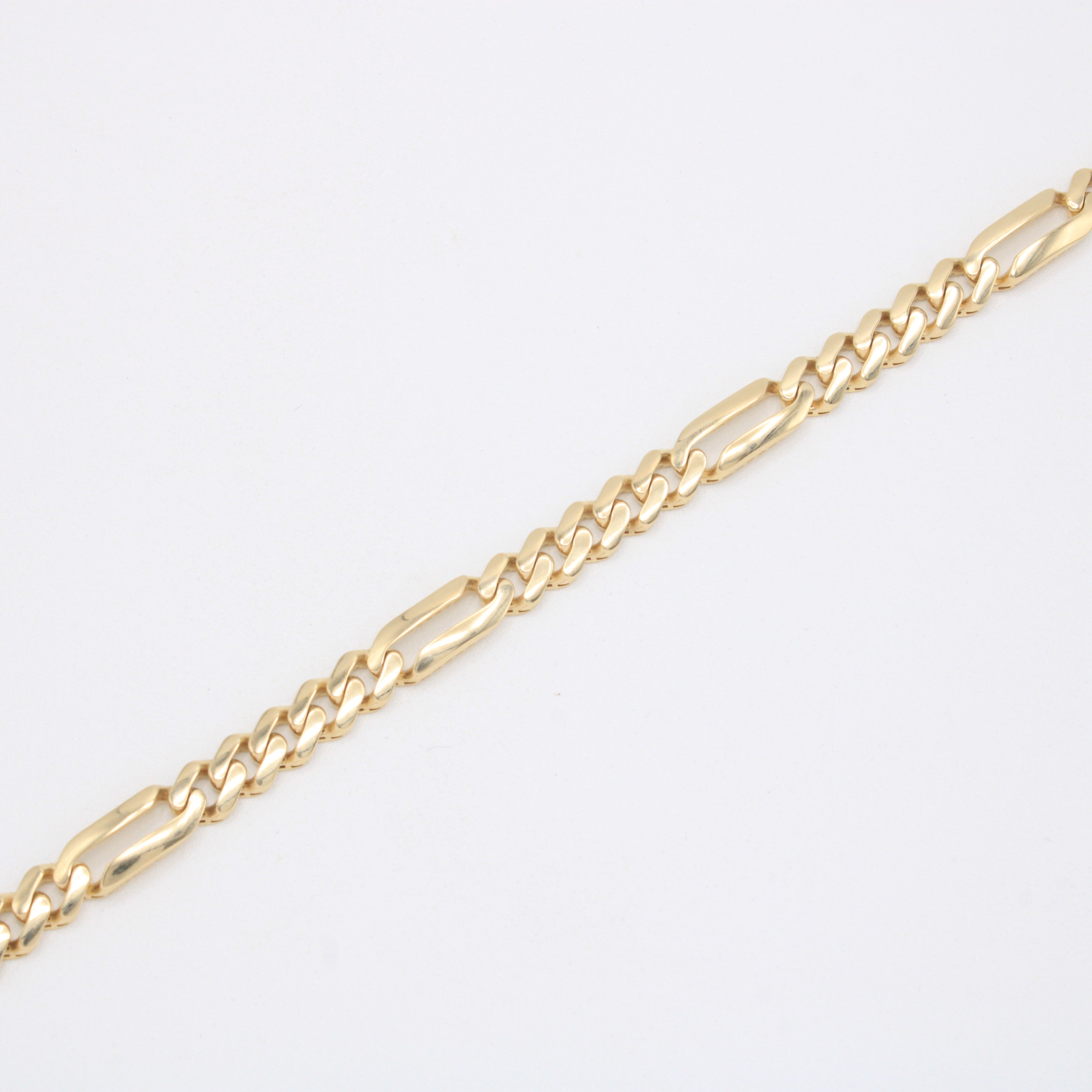 Pulsera de Oro 14k Monaco Modelo Figaro Brillante mod. 10995