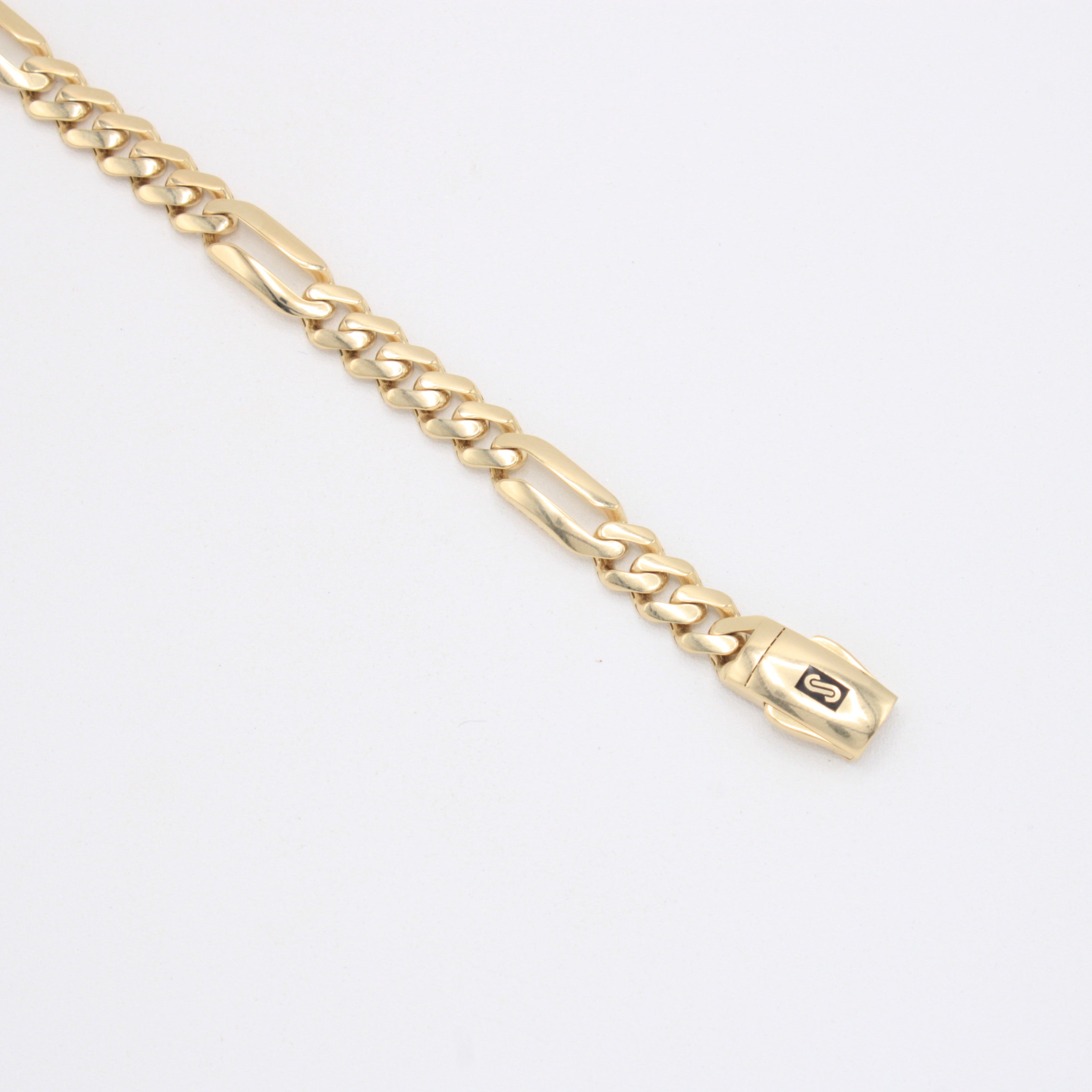 Pulsera de Oro 14k Monaco Modelo Figaro Brillante mod. 10995