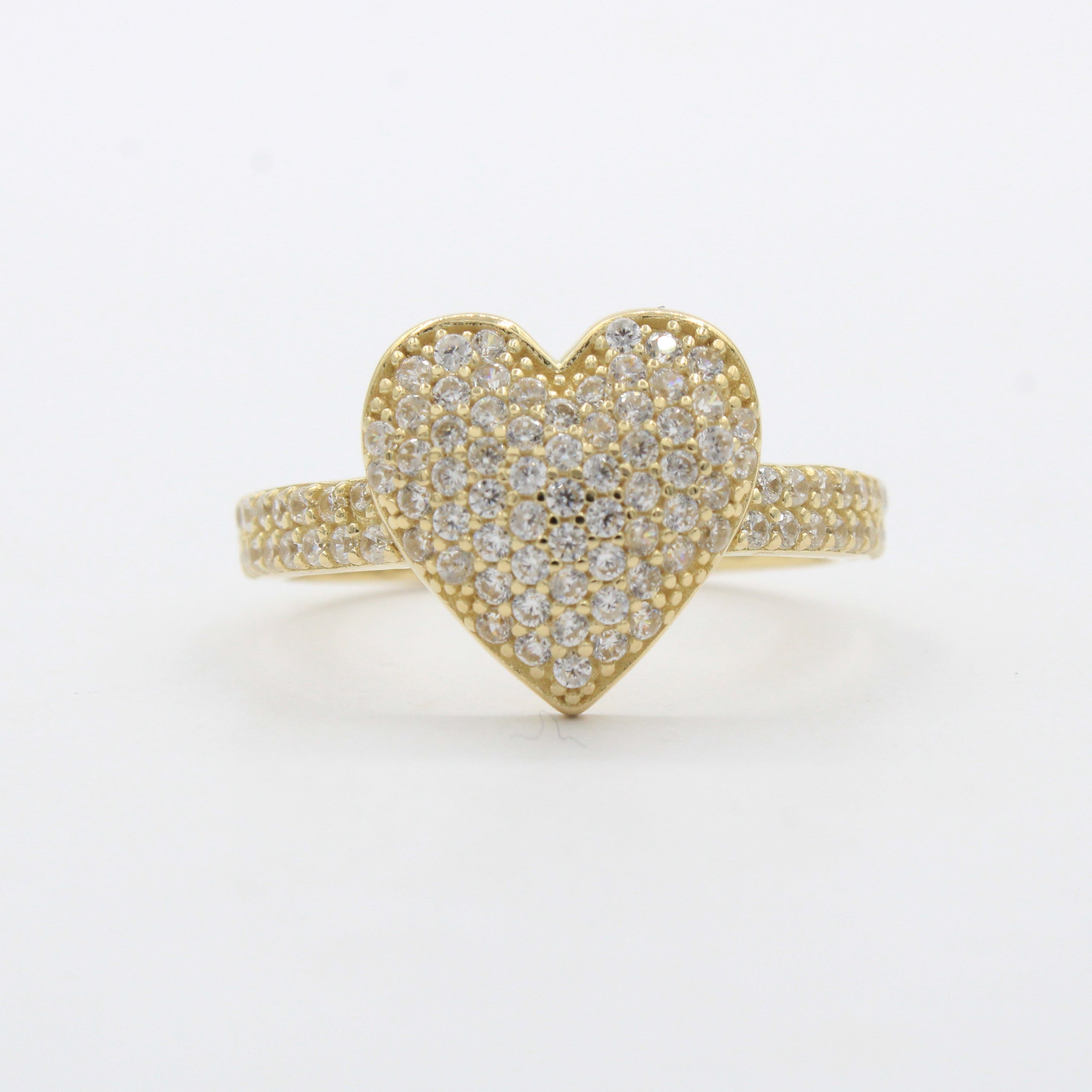 Anillo de Oro 14k Diseño de Corazón Brillante Incrustado de Zirconias mod. 10481