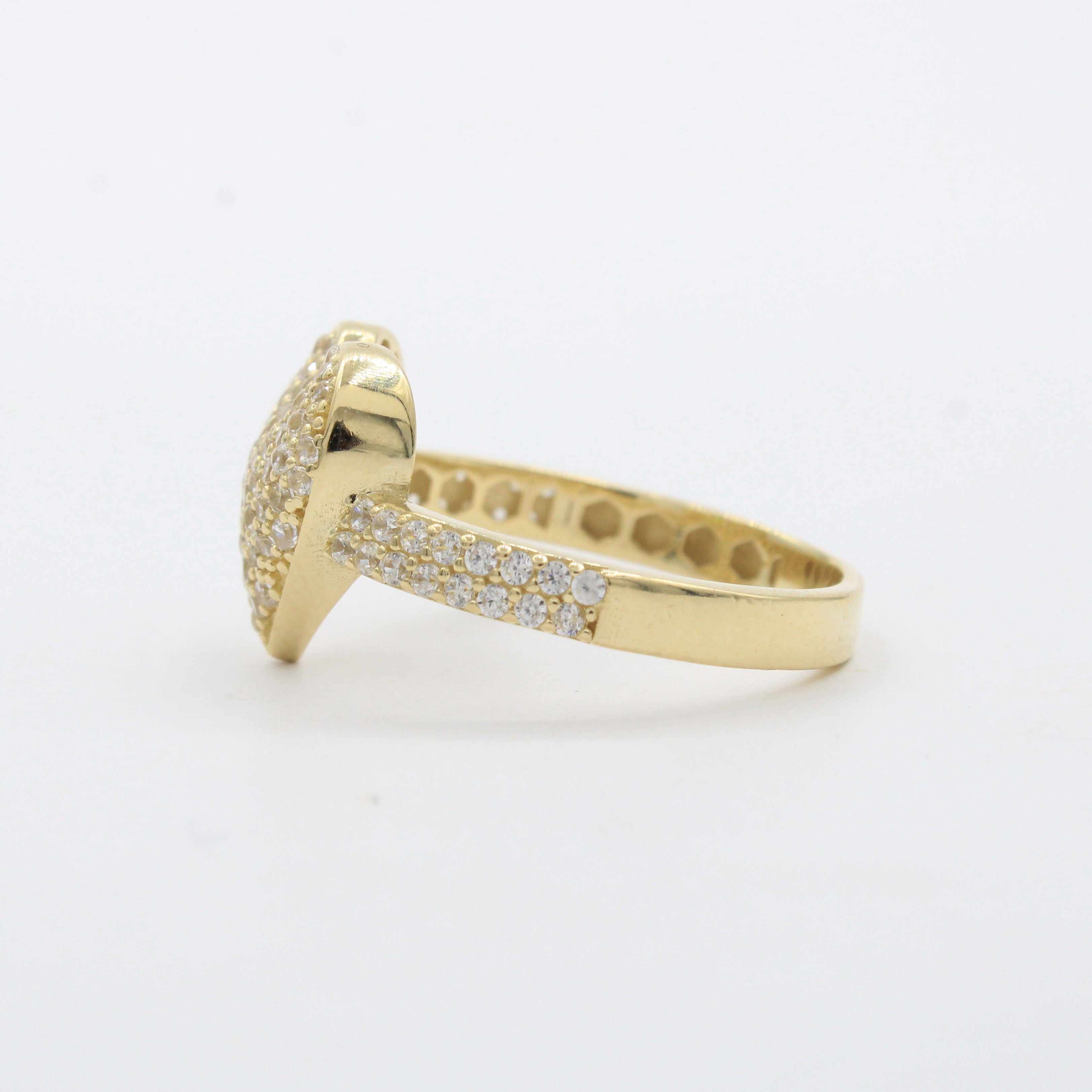 Anillo de Oro 14k Diseño de Corazón Brillante Incrustado de Zirconias mod. 10481