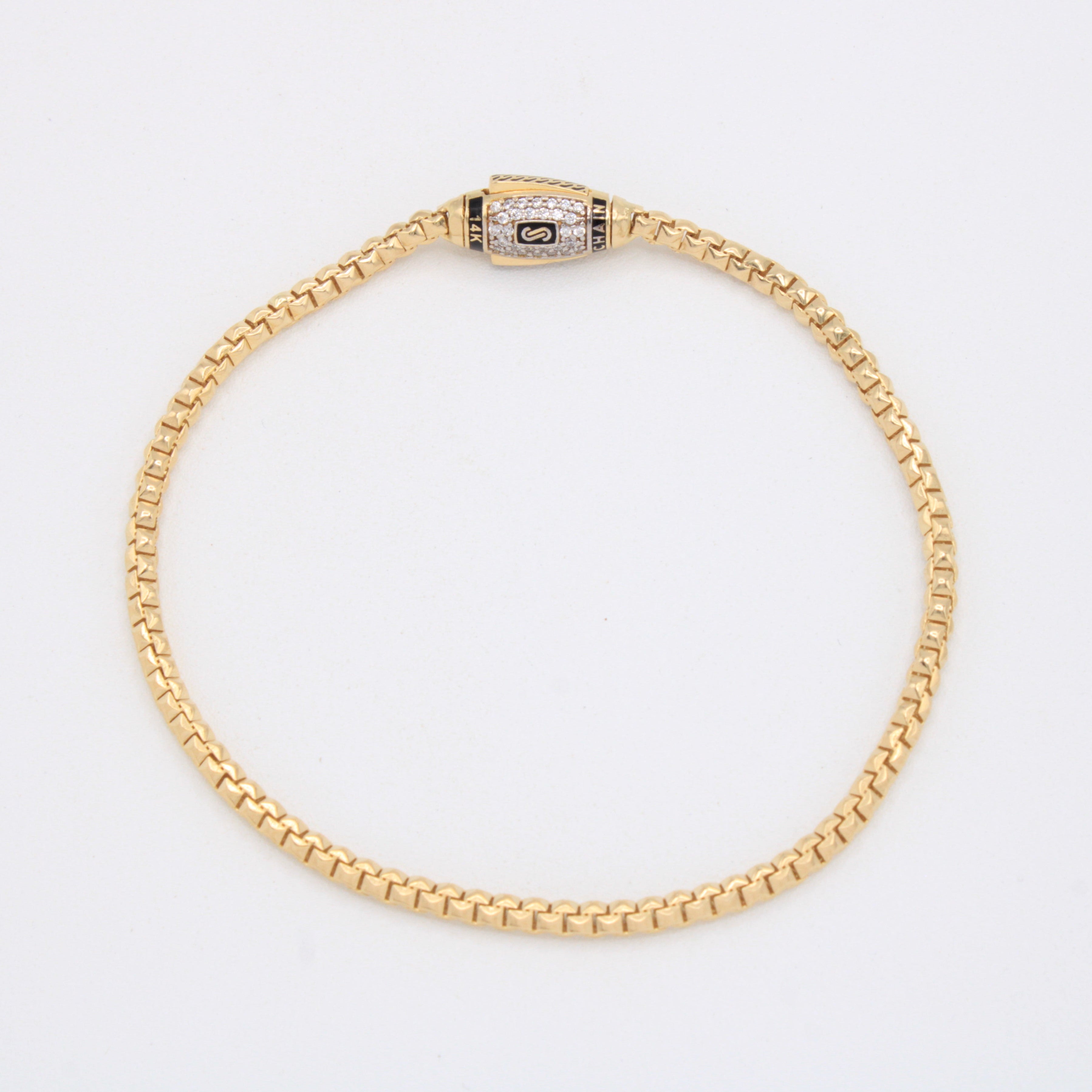 Pulsera de Oro 14k Monaco Modelo Cube con Broche Pavé mod. 10997