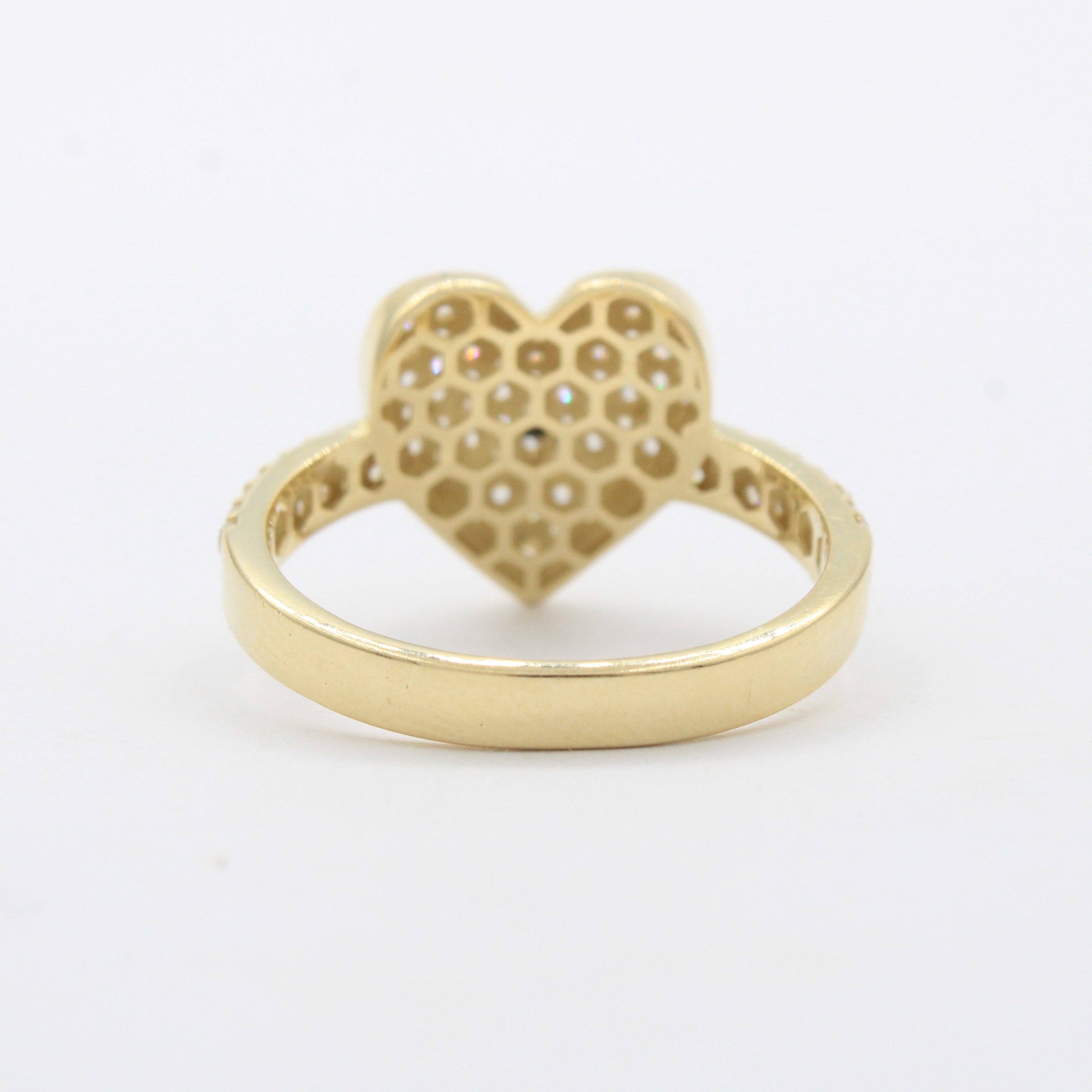 Anillo de Oro 14k Diseño de Corazón Brillante Incrustado de Zirconias mod. 10481