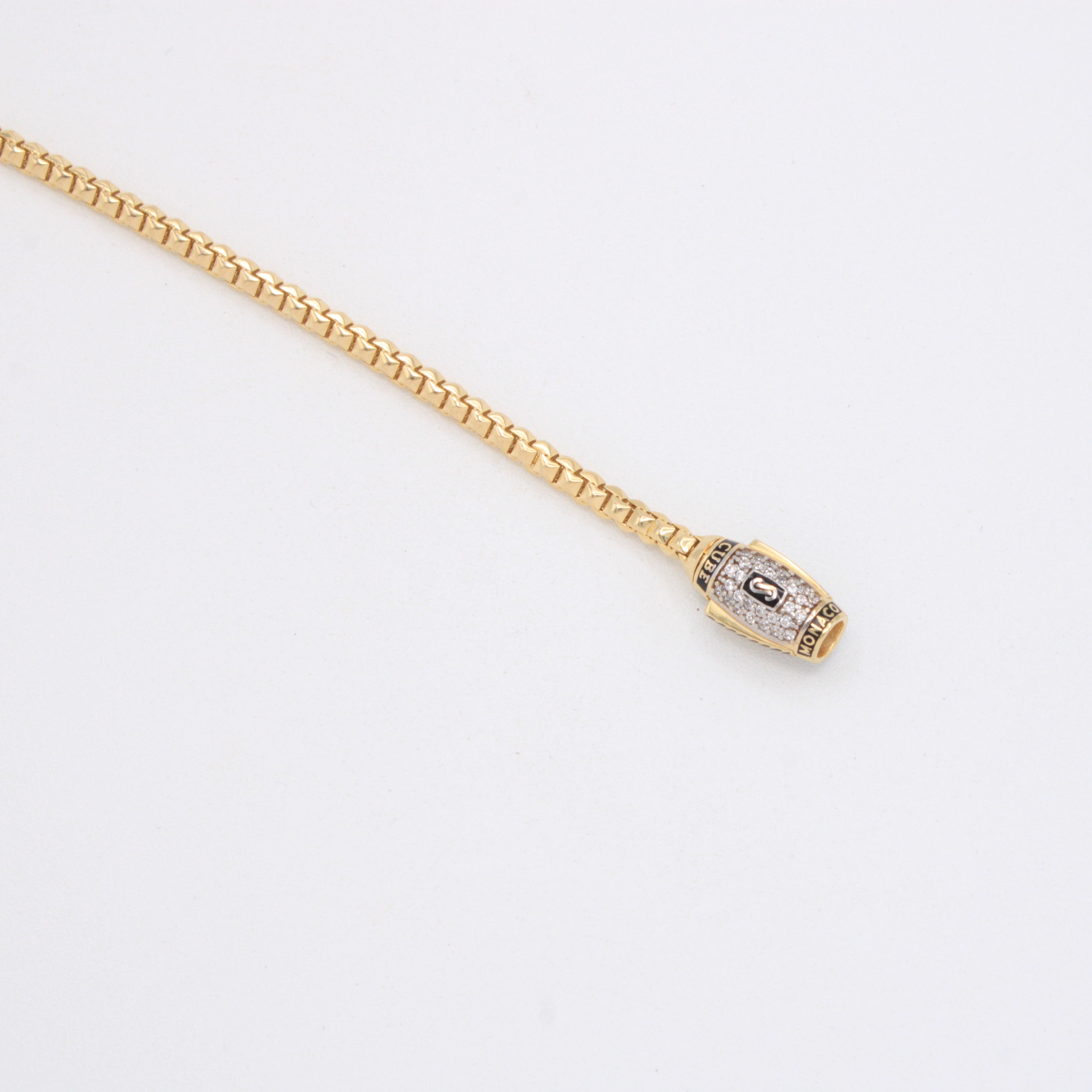 Pulsera de Oro 14k Monaco Modelo Cube con Broche Pavé mod. 10997